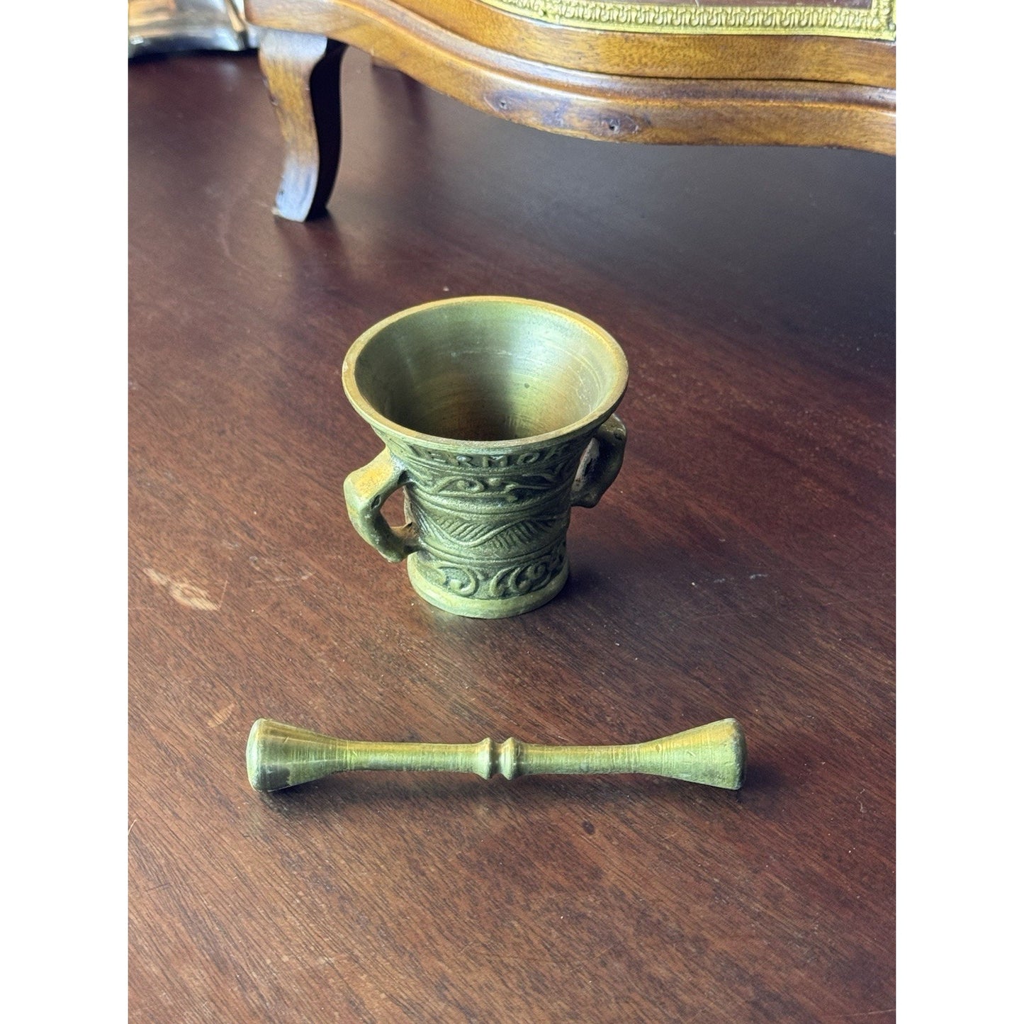 Vintage Brass Mortar & Pestle Peerage England Apothecary 3” Opening 2.5” H