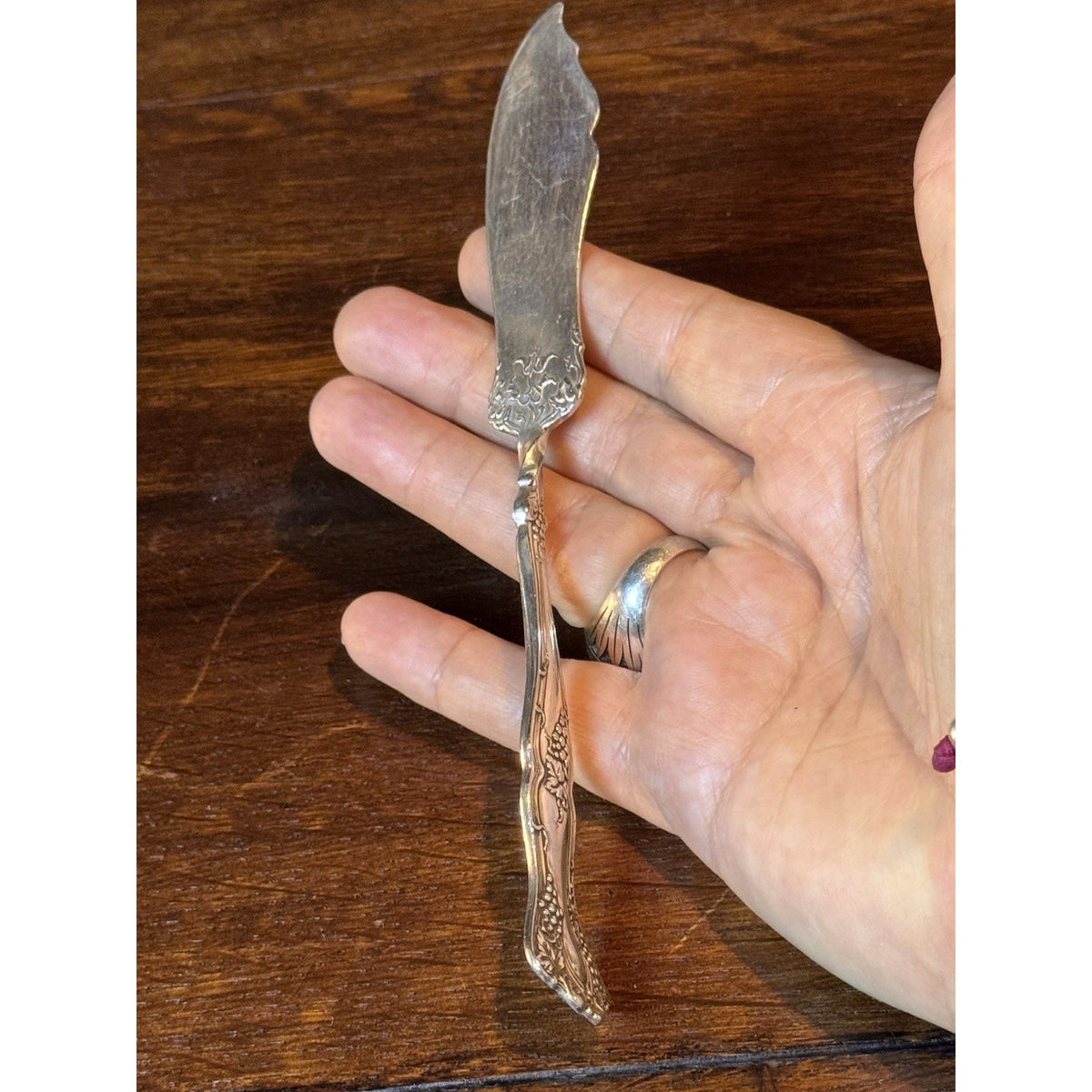 Rogers Silverplate Master Butter Knife Grape & Scroll Design 7” Serving