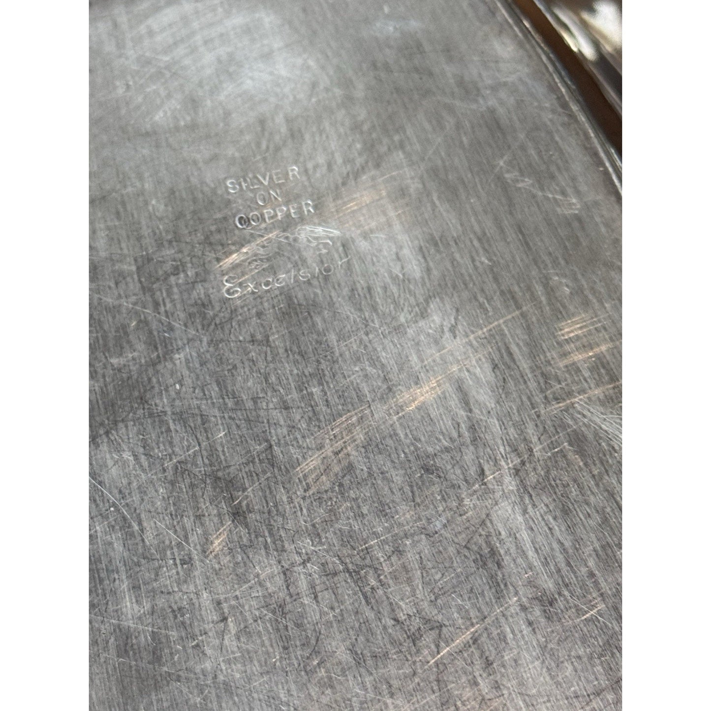 Silverplate on Copper Covered Serving Dish – Excelsior – Monogram “S”