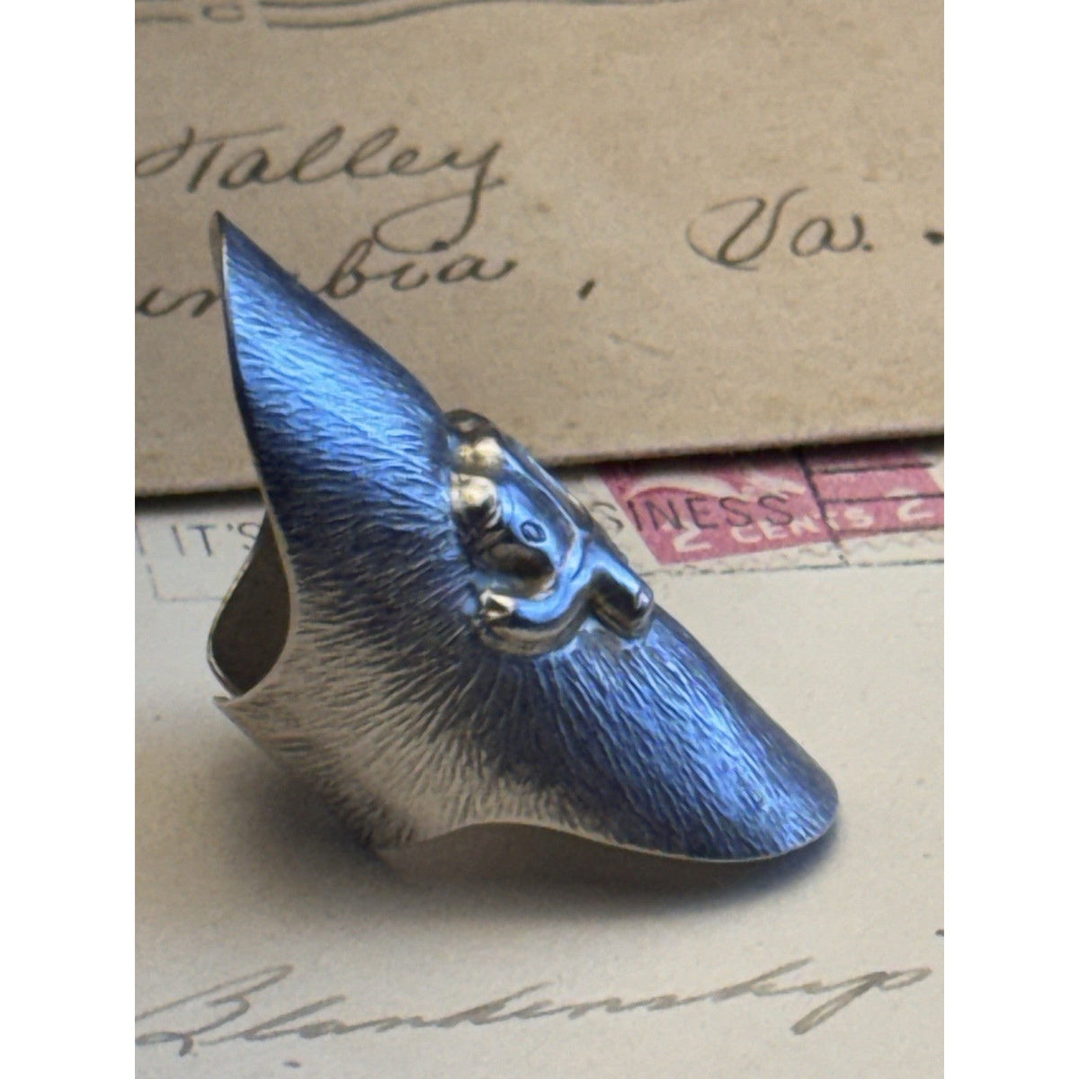 Artisan Silver Ring ELEPHANT Thailand Adjustable Size 8 Statement 2” Tested