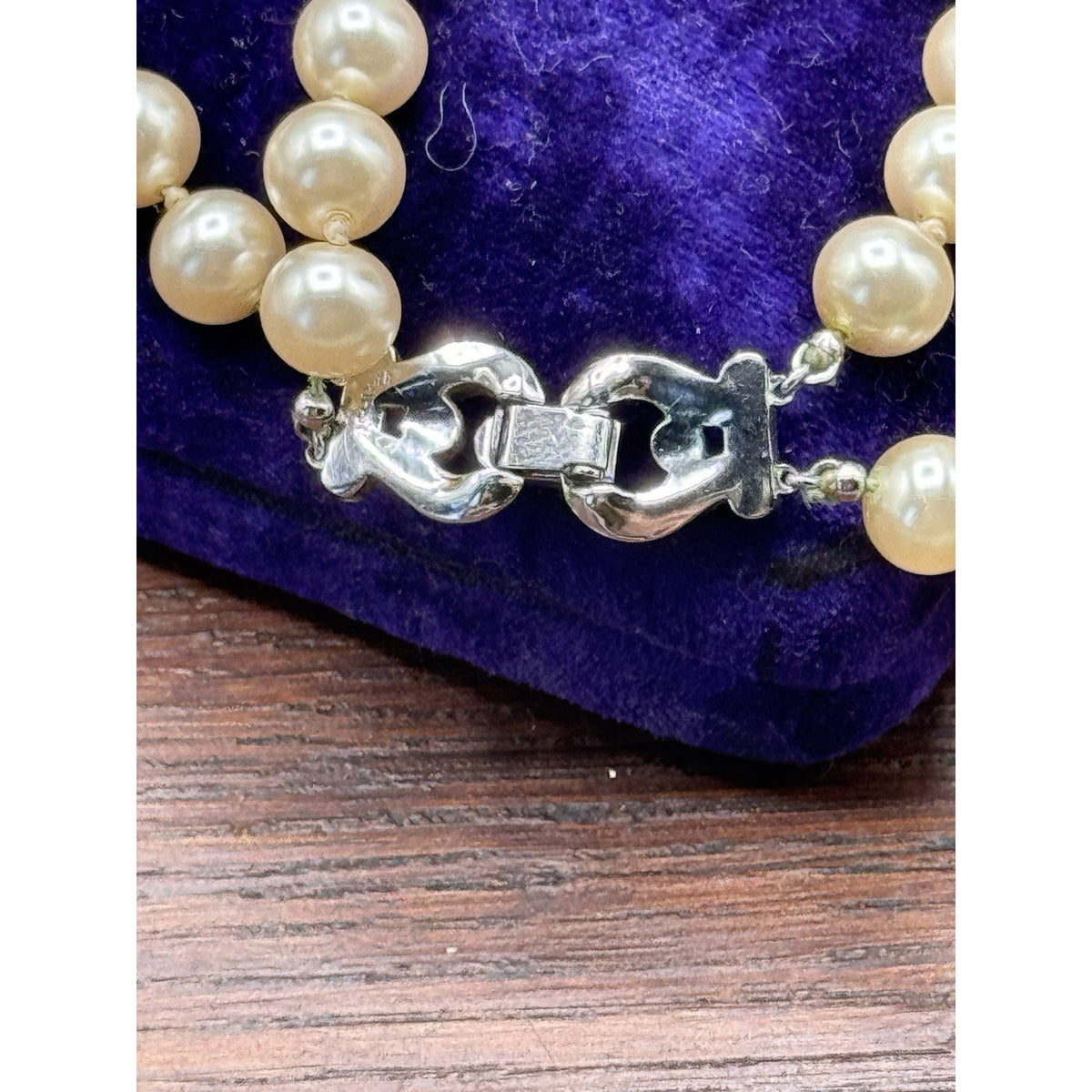 Vintage Crown Trifari Faux Pearl Double Strand Choker Anklet 12” SMALL Signed