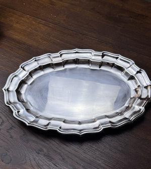 Silverplate Oval Serving Tray Reed & Barton Chippendale 15.25”