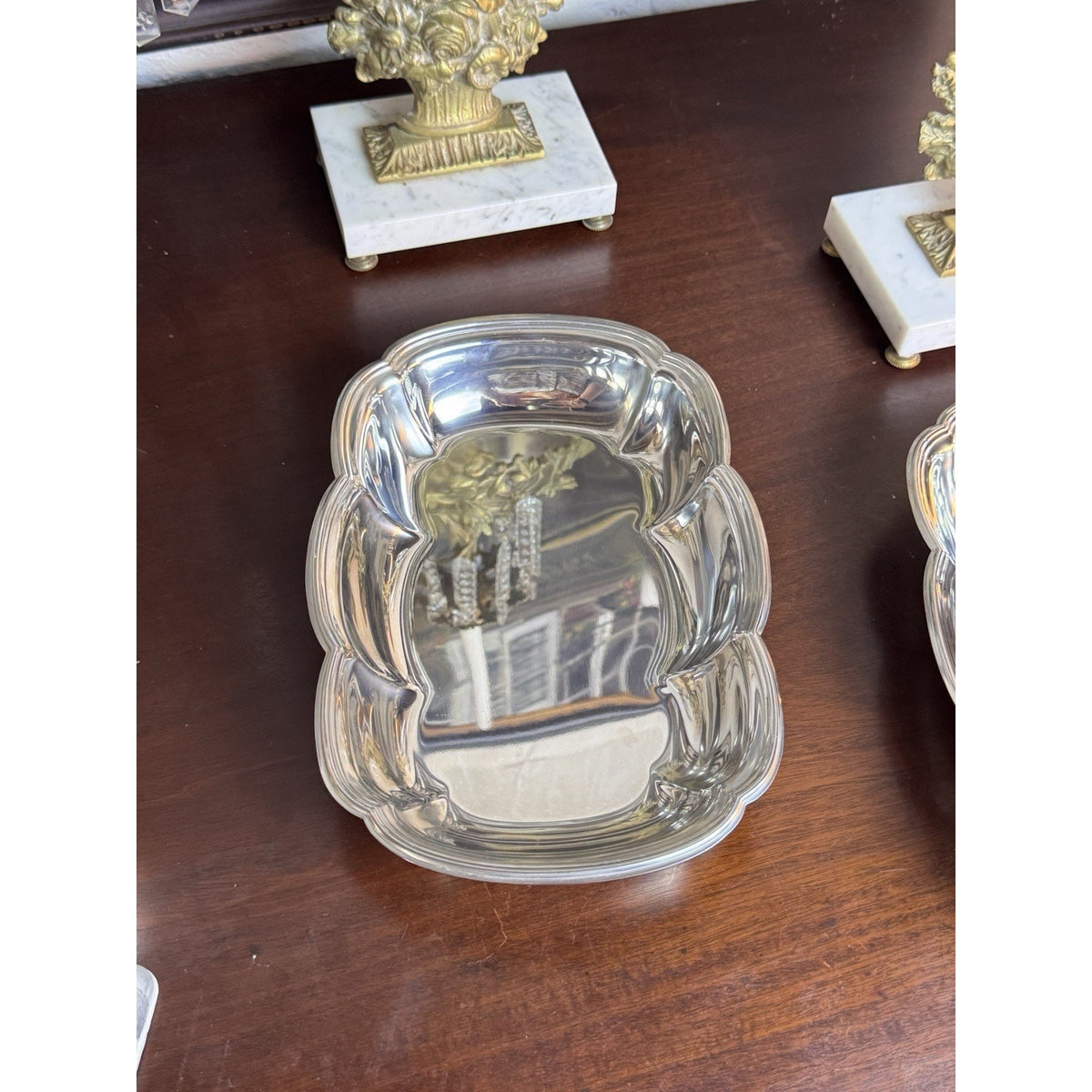 Vintage Silverplate Serving Bowl Scalloped Rectangular Dish 11.5” x 8”