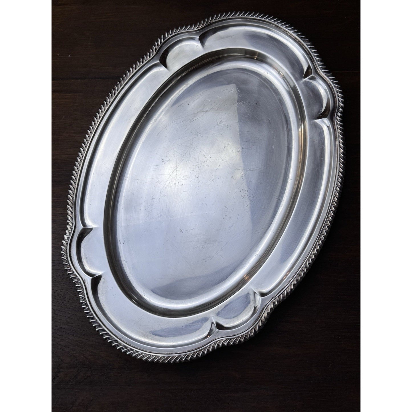 Silverplate Large Oval Serving Tray Rope Edge 18.25” x 13” GORHAM