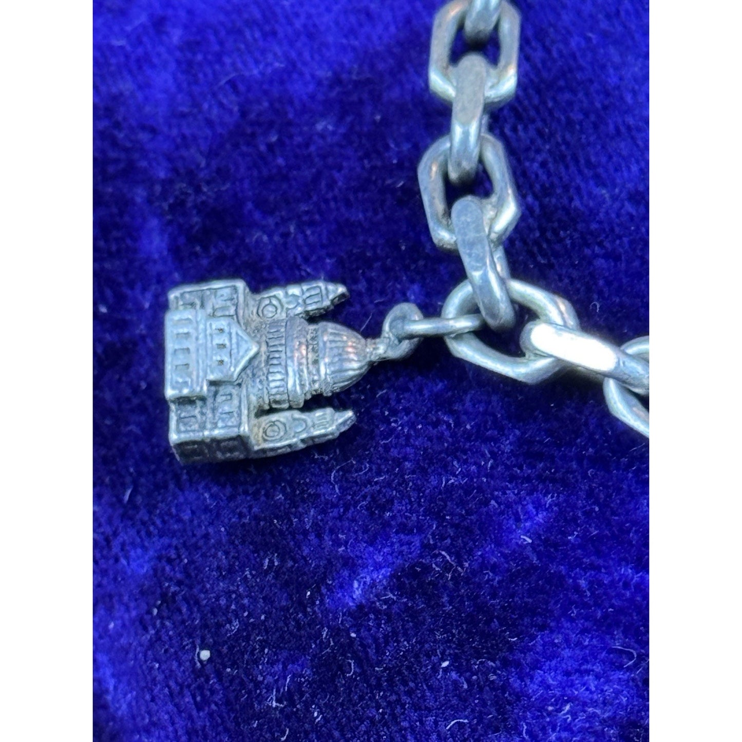 Vintage 800 Silver Charm Bracelet Geneva Swiss Travel Charms 6.25” Continental