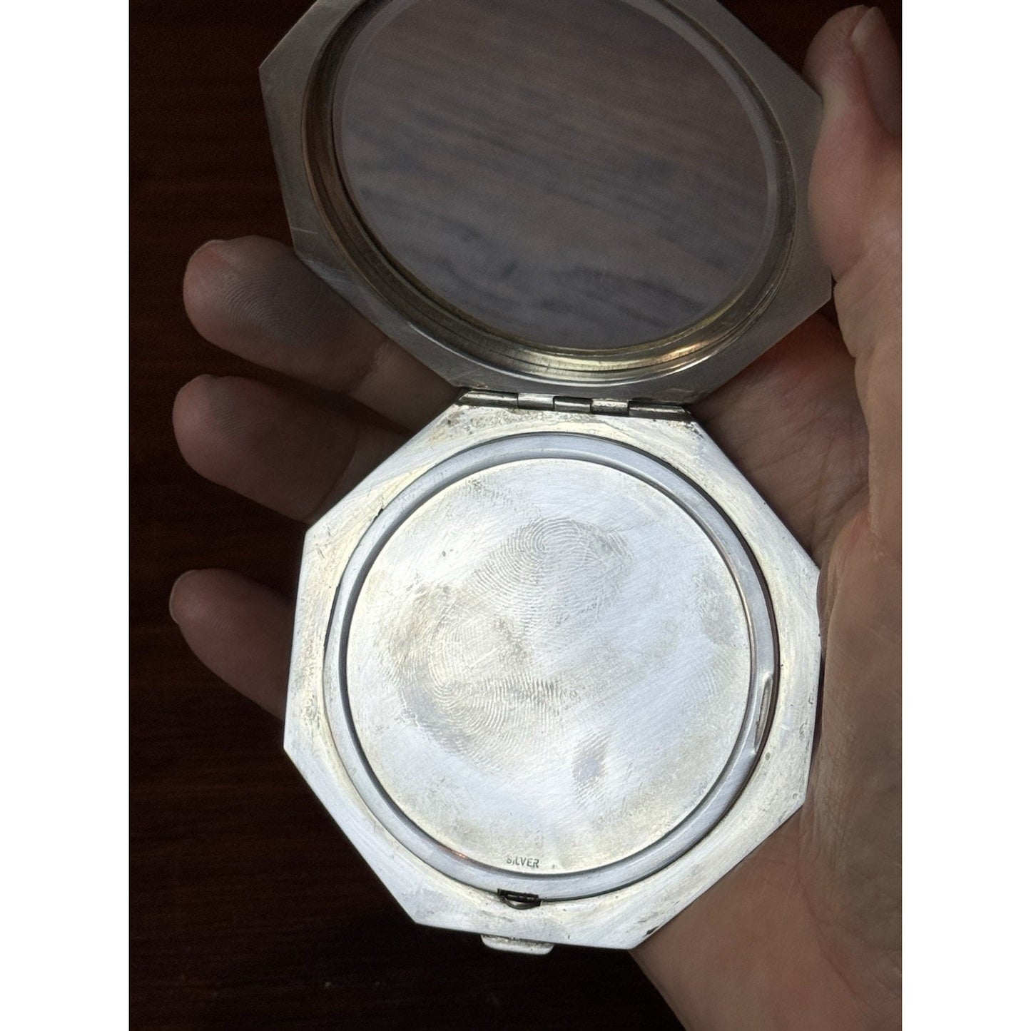 Sterling Compact Mirror Perfume Bottle Set 950 Silver Engraved EMPTY