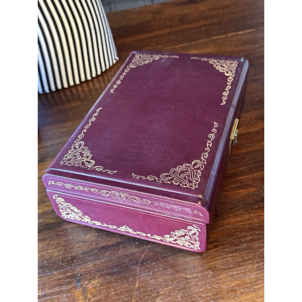 Vintage Farrington Jewelry Box Burgundy Texol Velvet Lined With Insert Case 9.5”