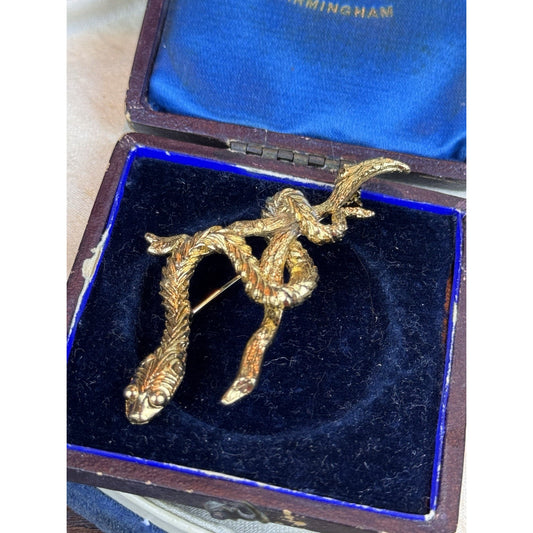Vintage Serpent Brooch Goldtone Snake Branch Figural Statement Pin 2.75”