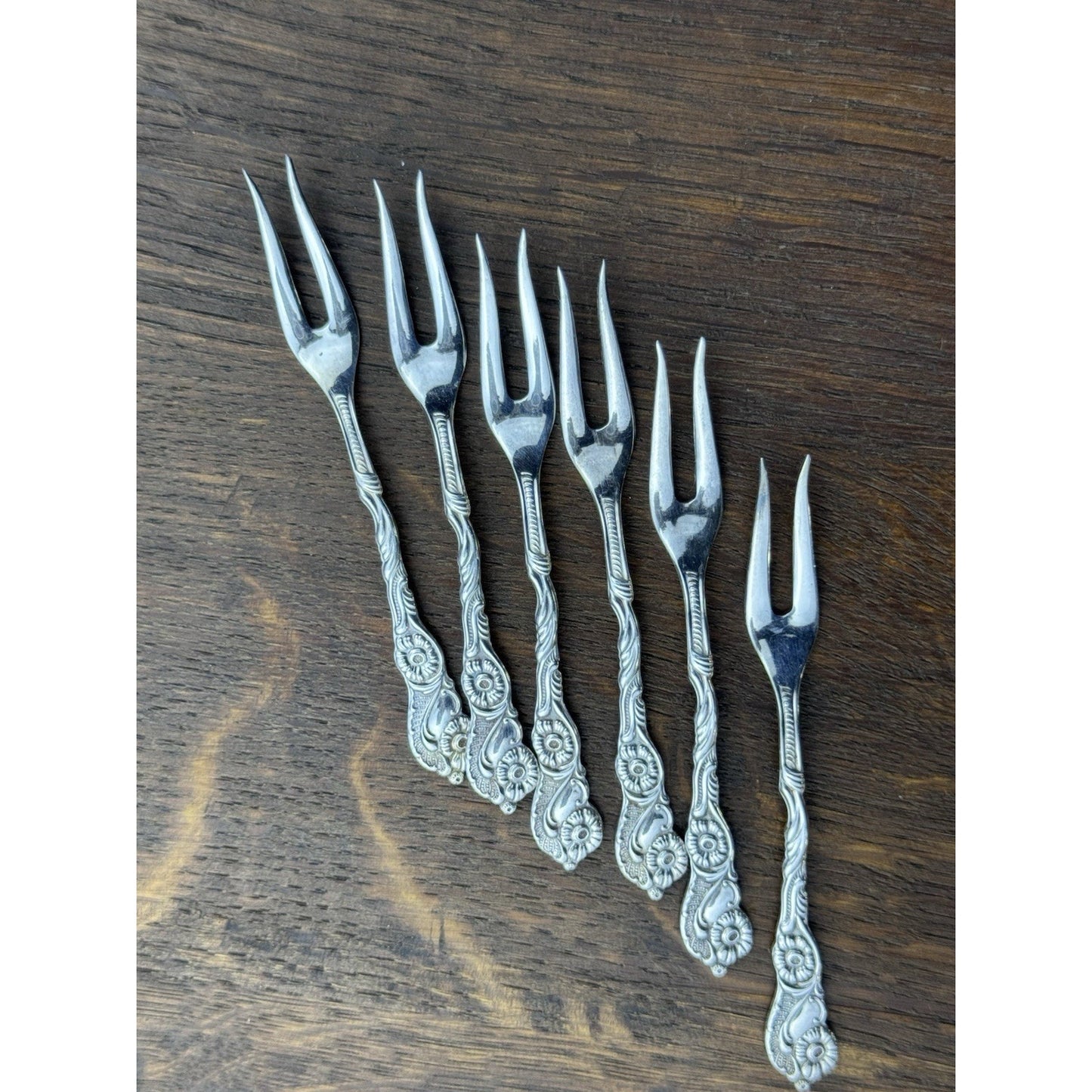 Vintage Nils Johan Hors d’Oeuvres Forks Set 6 EPNS Sweden Silverplate