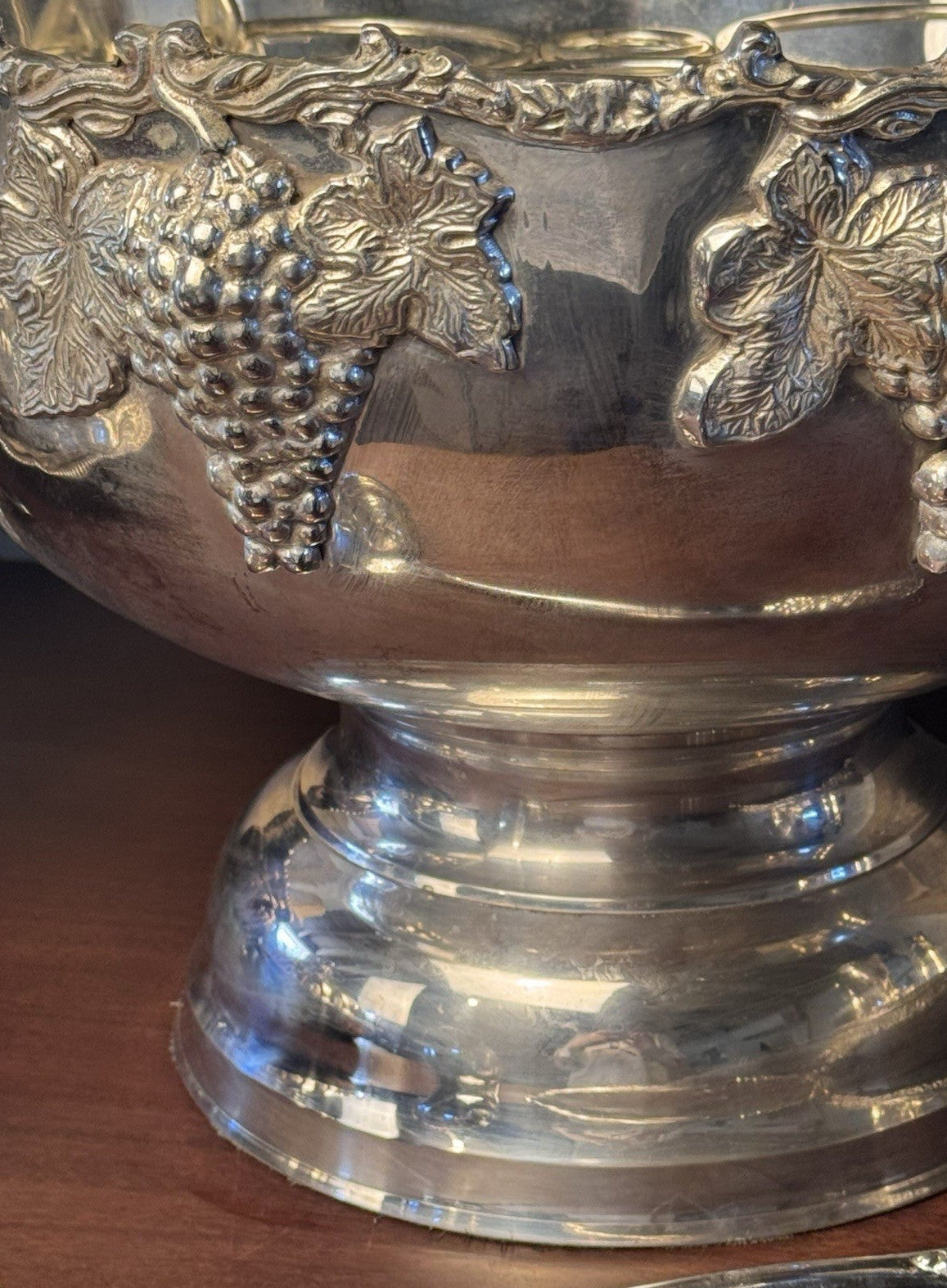 Vintage Silverplate Punch Bowl Grape Wine Champagne Cooler 15.5”
