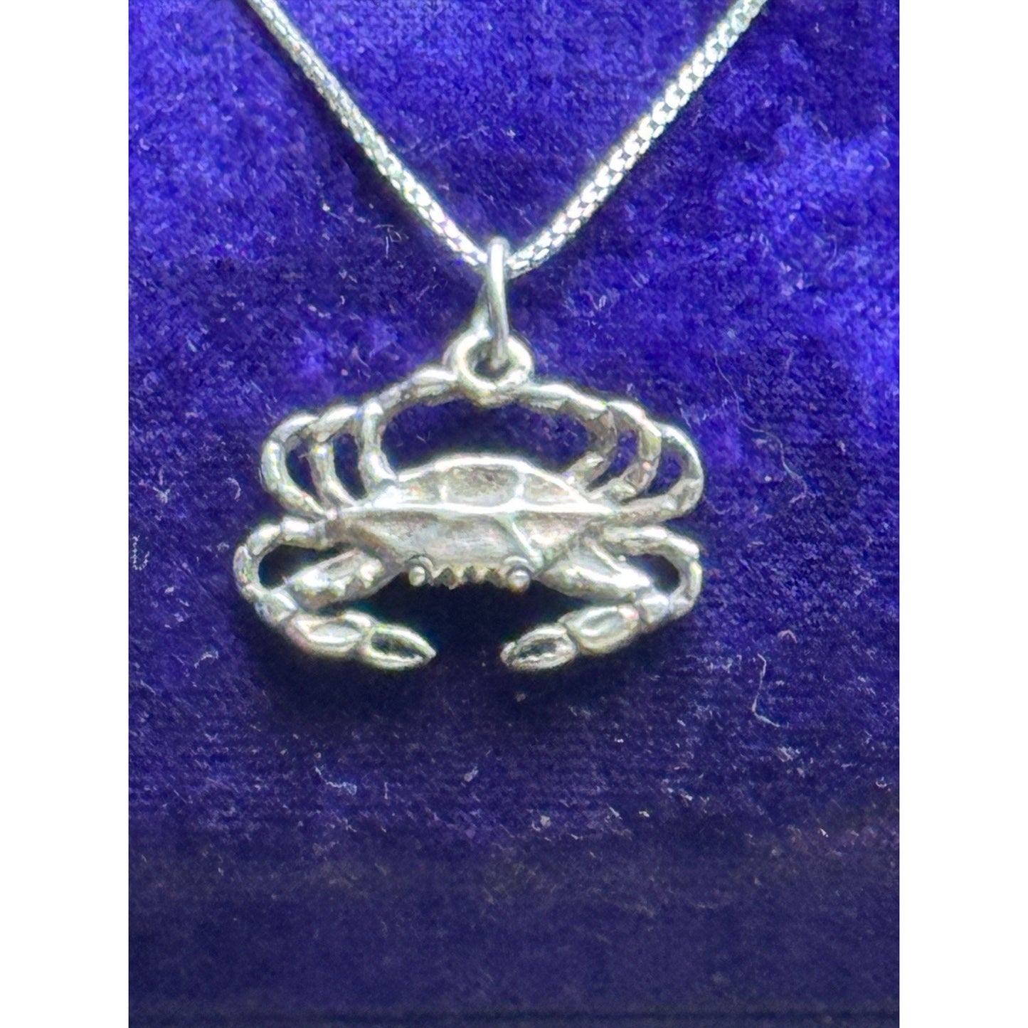 Sterling Silver Cancer Crab Pendant Necklace 18” Italy 925 Zodiac .75”