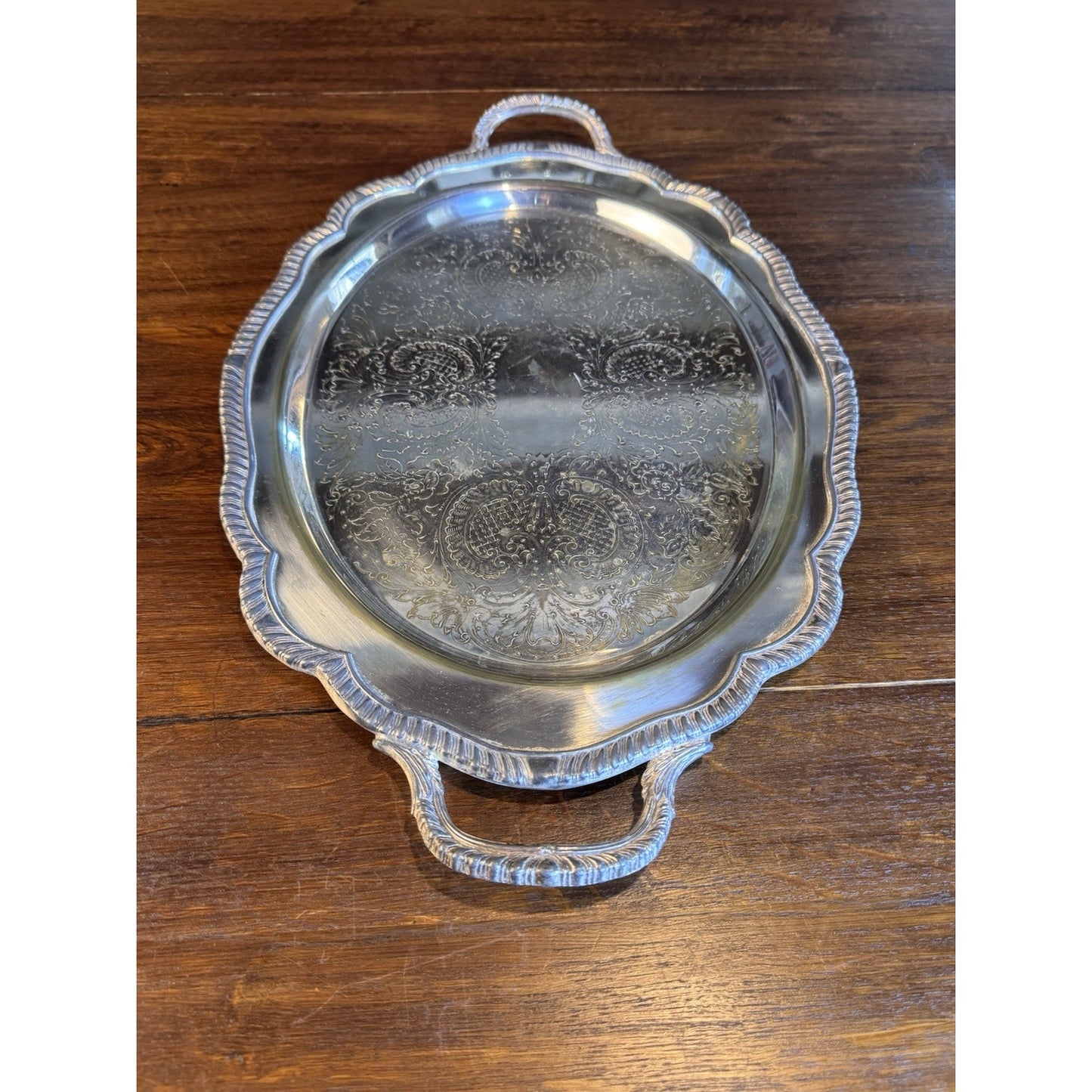 Silverplate Butler Tray F.B. Rogers Ornate Handled SHABBY Chic CONDITION 21”
