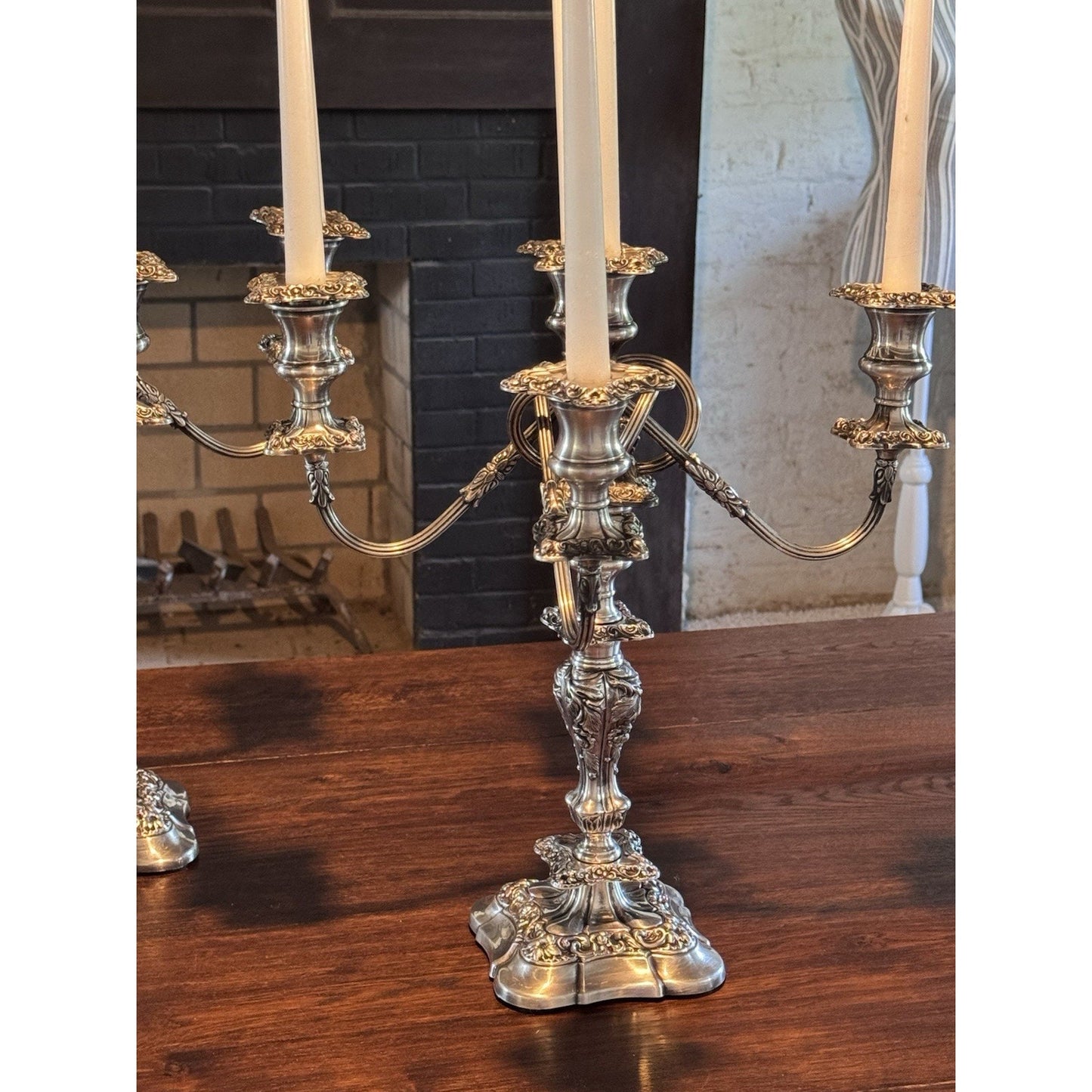 Webster Wilcox IS Silverplate 5 Light 4 WAYS Convertible Candelabra Pair 16.75”