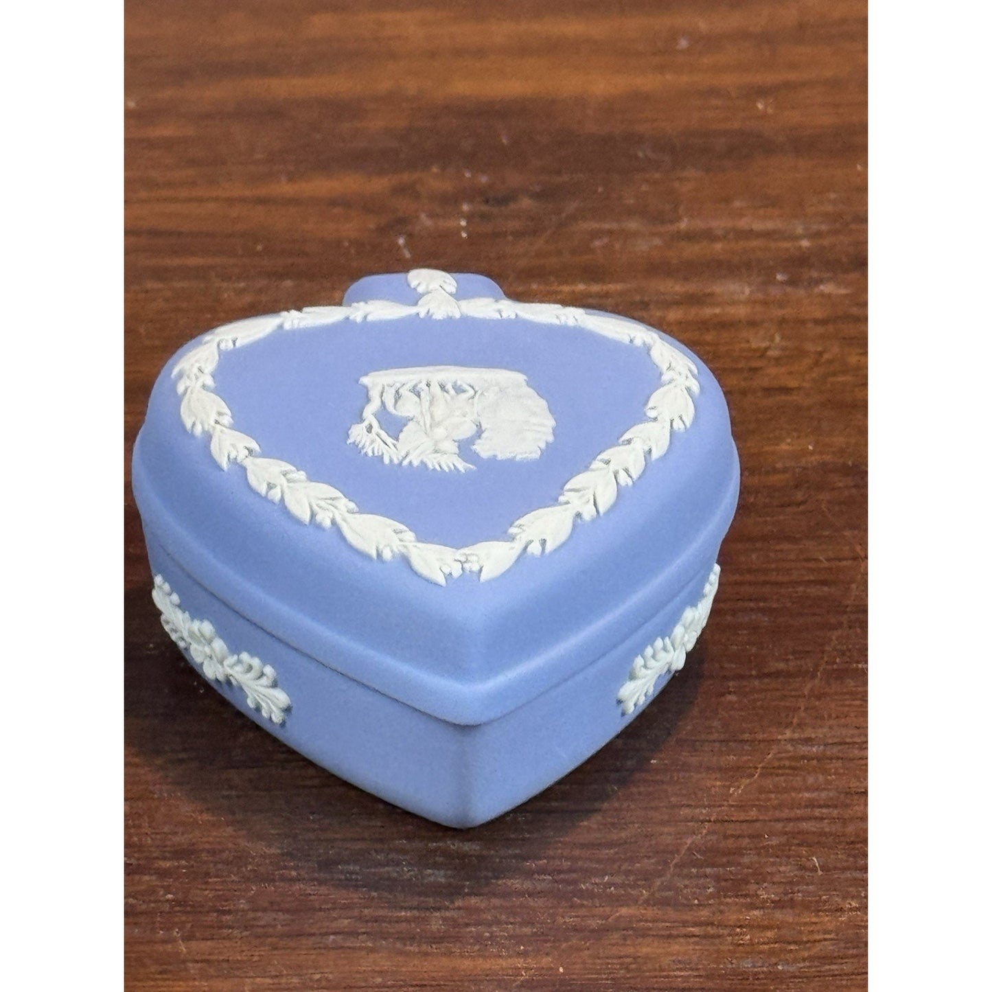 Vintage Wedgwood Jasperware Blue Spade Trinket Box Pegasus Lidded 3” England