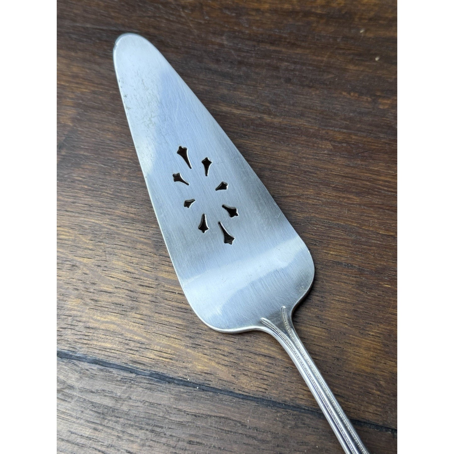 Vintage Bouquet Silverplate Pie Cake Server Pierced 10” Dessert Serving