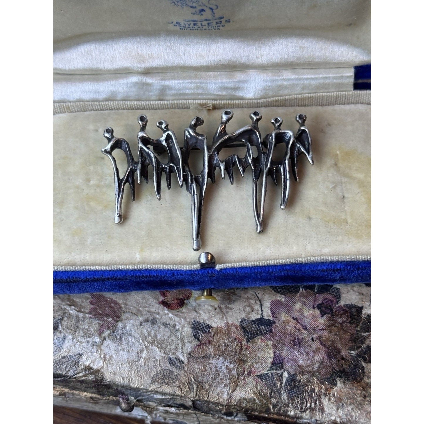 Aharon Bezalel Brooch Sterling Silver Brutalist Figural Mid Century Modern 2”