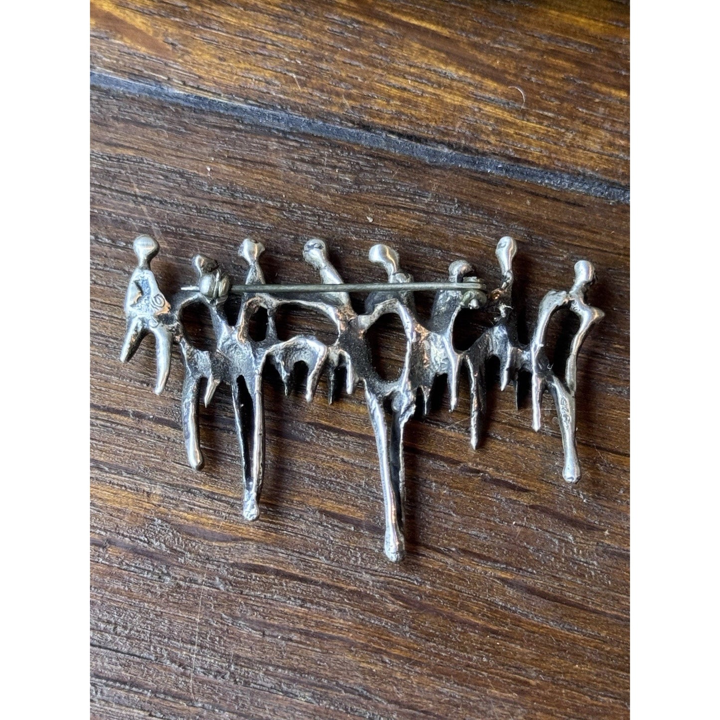 Aharon Bezalel Brooch Sterling Silver Brutalist Figural Mid Century Modern 2”