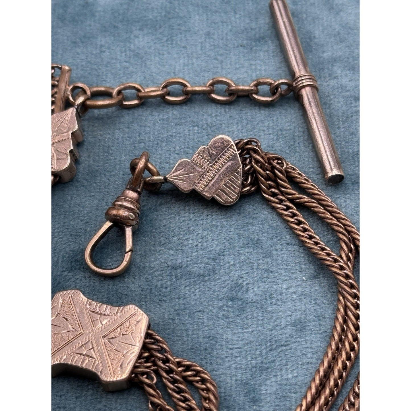 Antique Victorian Gold Filled Double Albert Pocket Watch Chain Fob PMG Mono