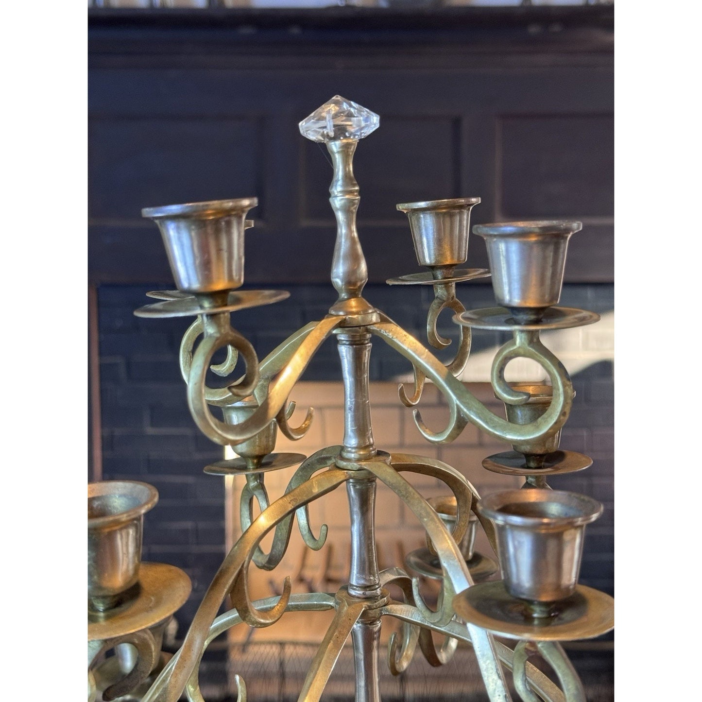Vintage Candelabra Brass 16-Light 18.5” Scroll Taper Candle Holder Centerpiece
