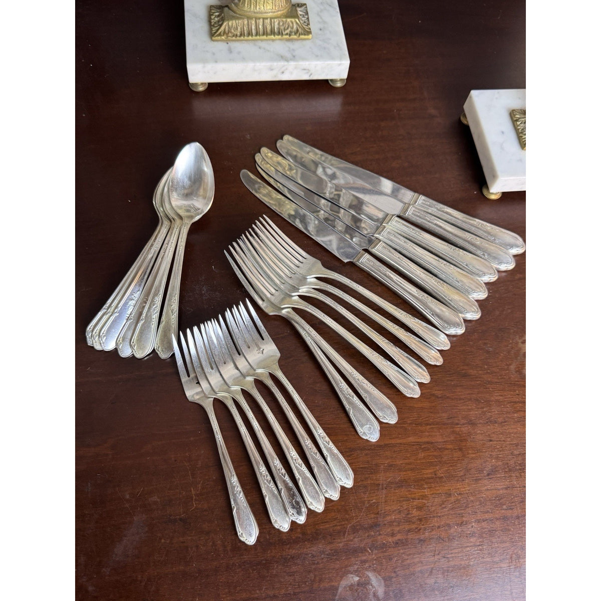Silverplate Flatware Set Wm A Rogers Oneida 24 Pc Service For 6 Vintage 9.5”
