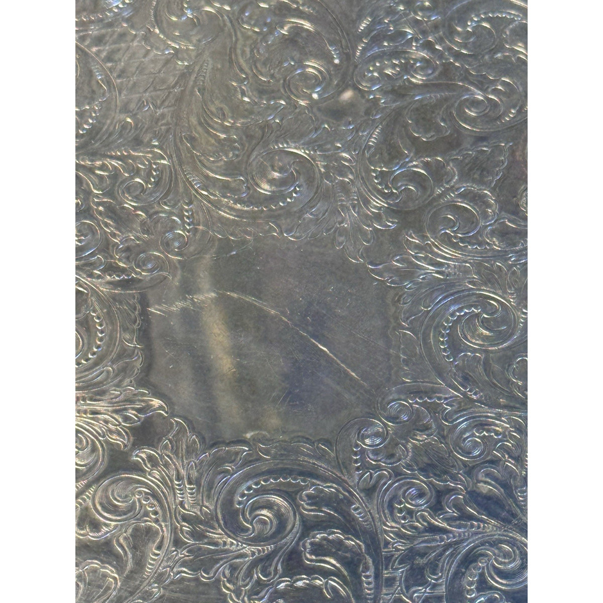 Silverplate Round Tray Towle Ornate Floral Scroll Scalloped Rim