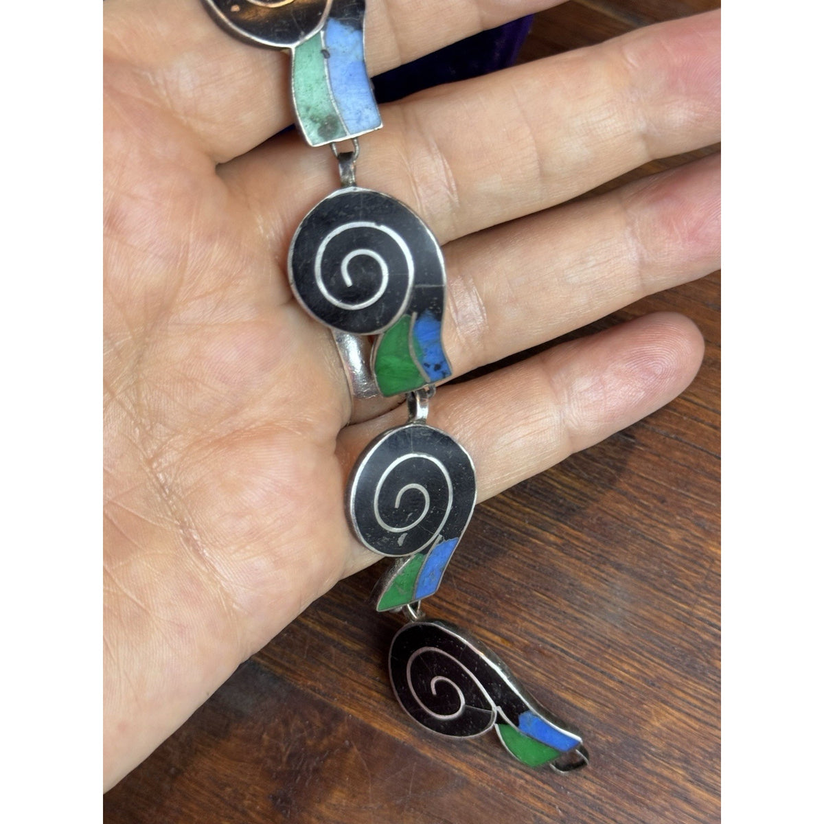 Sterling Silver Bracelet Mexico MSA Wave Link Modernist 7” VINTAGE