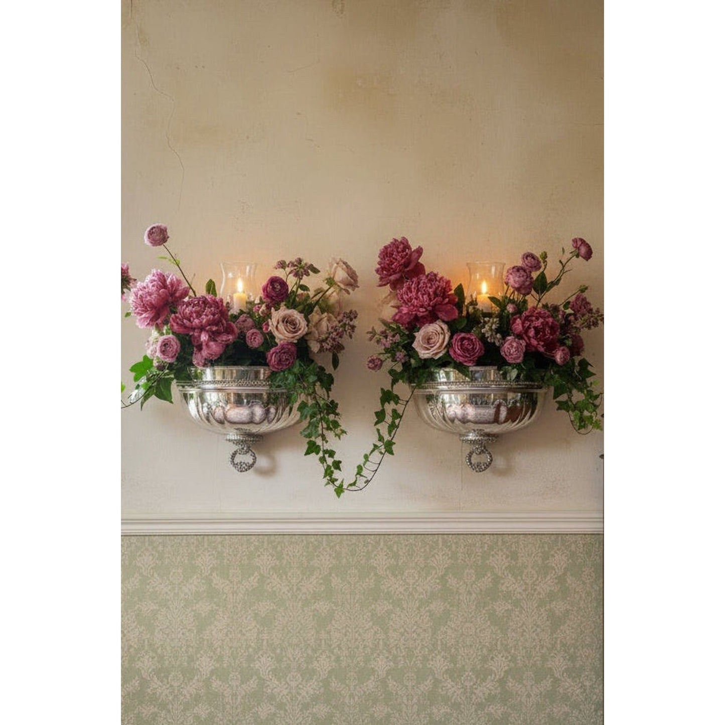 Vintage Silverplate Wall Sconces Pair Converted Sheffield Meat Dome 16”