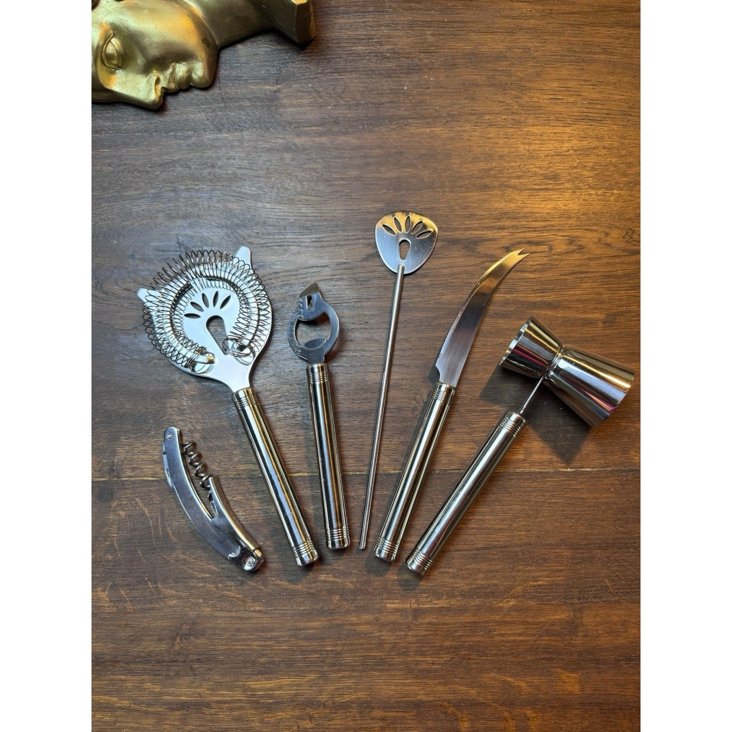 6 Pc Barware Set Cocktail Mixer Tools Jigger Strainer Corkscrew Opener