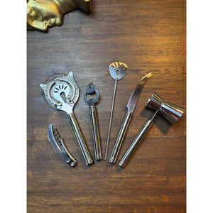 6 Pc Barware Set Cocktail Mixer Tools Jigger Strainer Corkscrew Opener