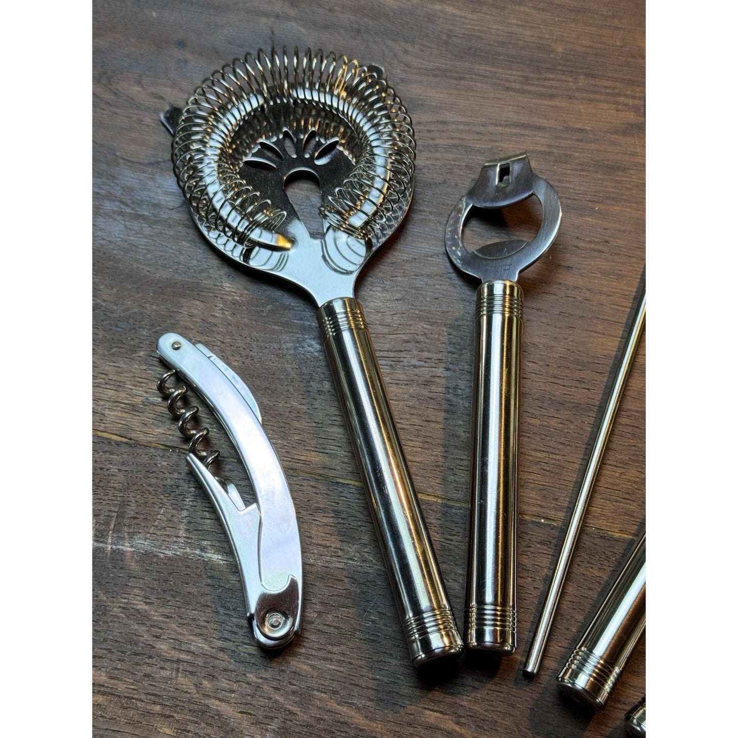 6 Pc Barware Set Cocktail Mixer Tools Jigger Strainer Corkscrew Opener