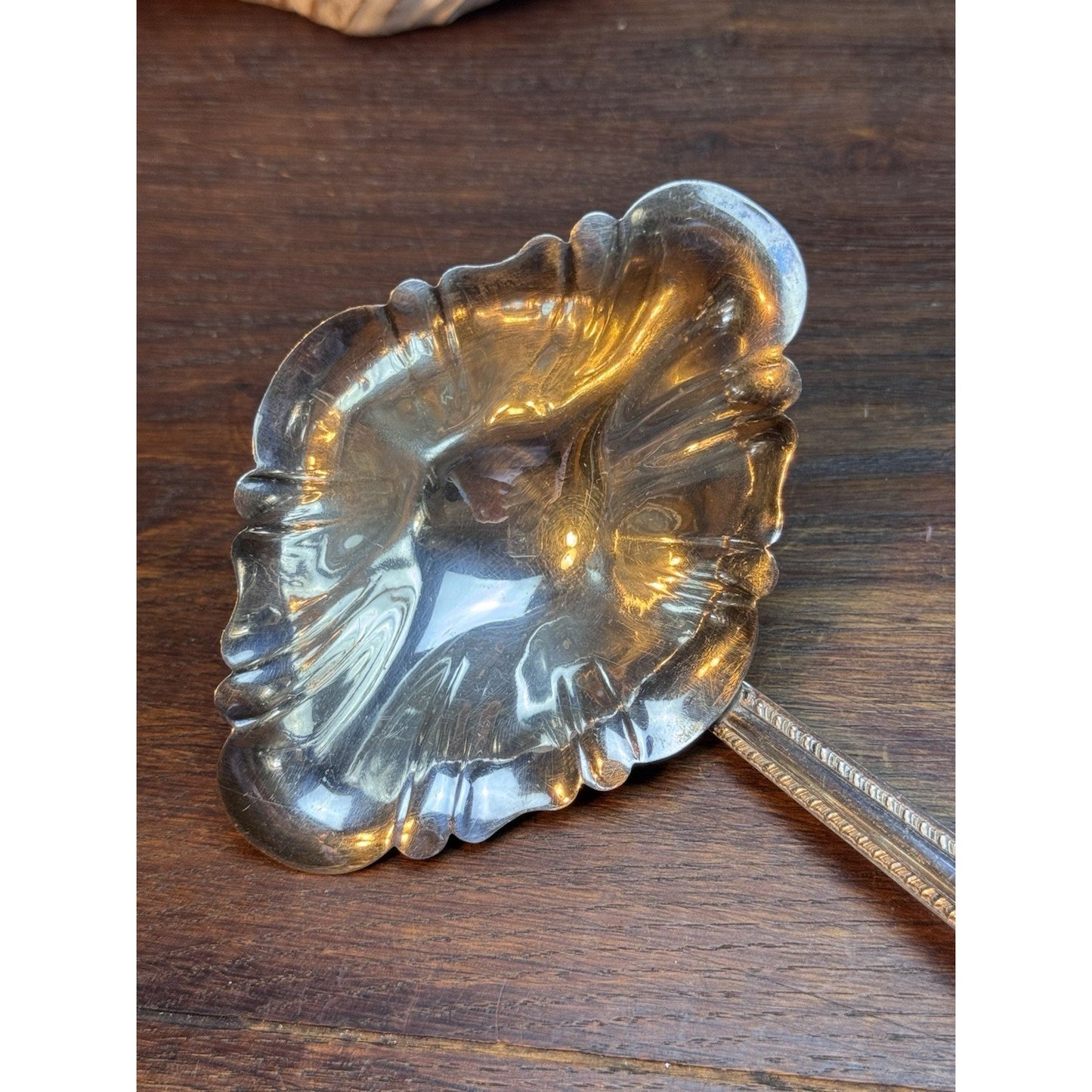 Silverplate Serving Ladle 13" Large Shell Bowl Victorian Art Nouveau Style
