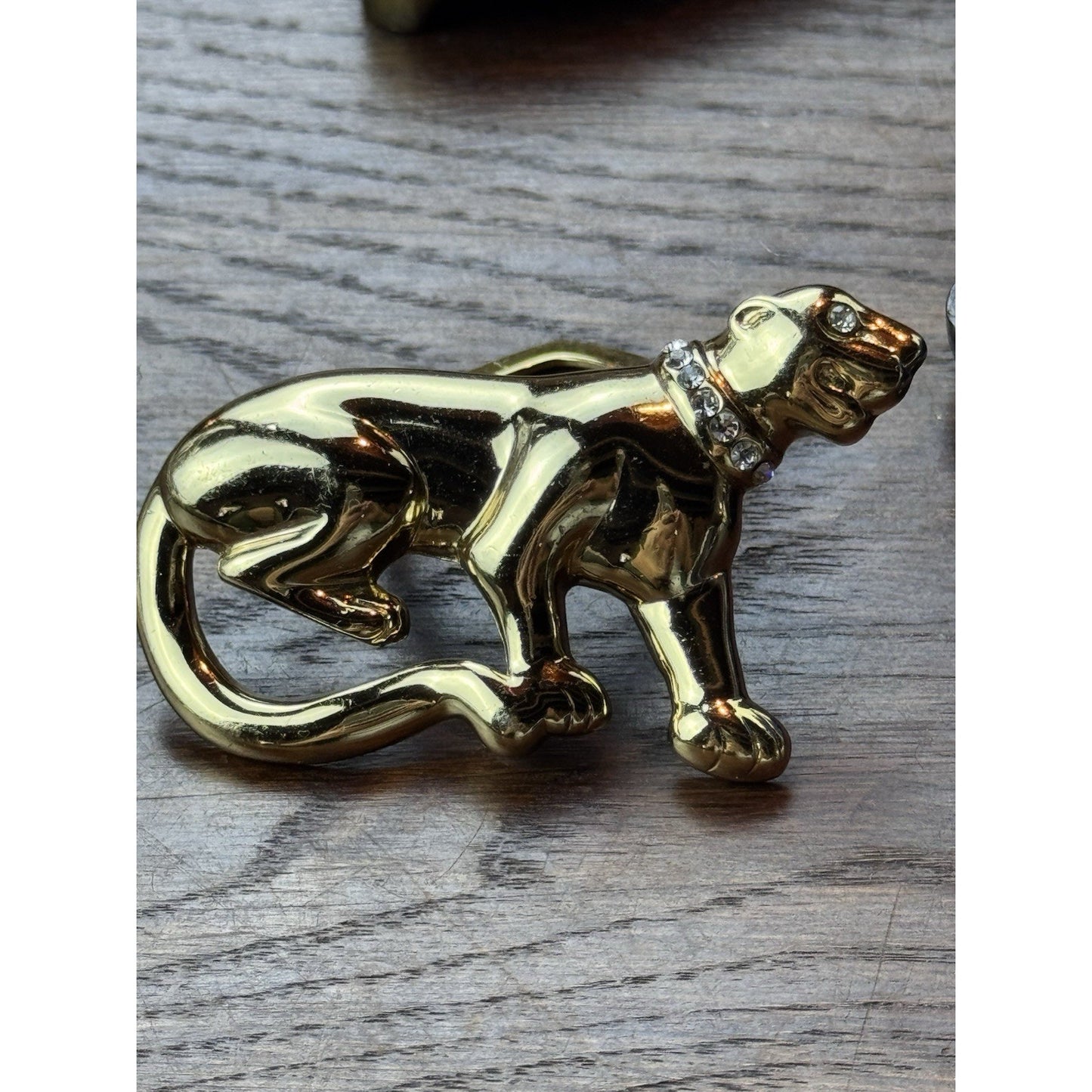 Vintage Panther “Cat” Scarf Clip Goldtone Rhinestone Collar 2.5” Figural
