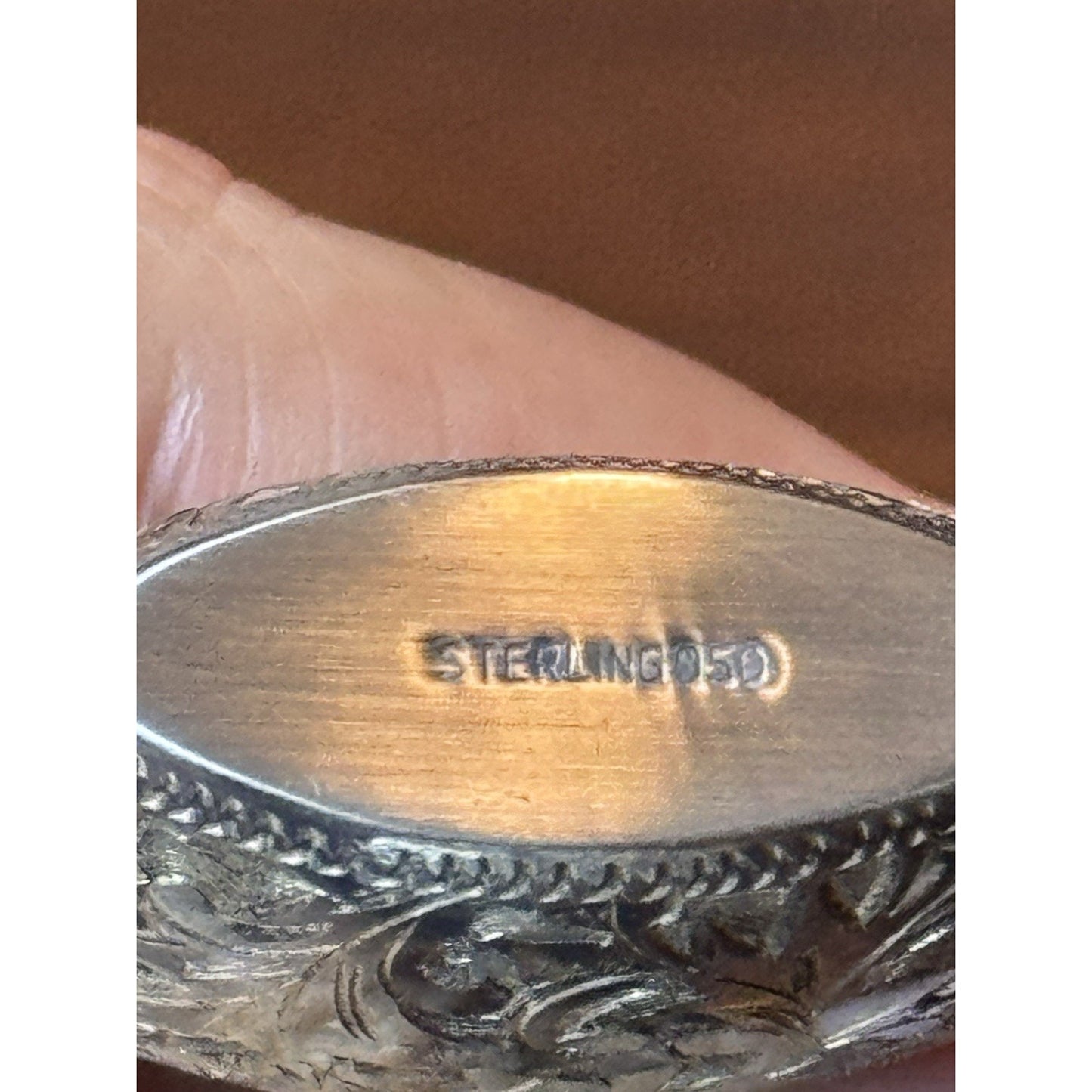 Sterling Compact Mirror Perfume Bottle Set 950 Silver Engraved EMPTY