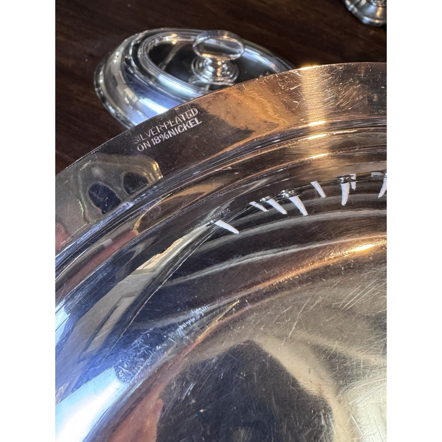 Silverplate Covered Serving Dish on Nickel with Removable Handle