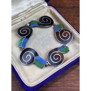 Sterling Silver Bracelet Mexico MSA Wave Link Modernist 7” VINTAGE