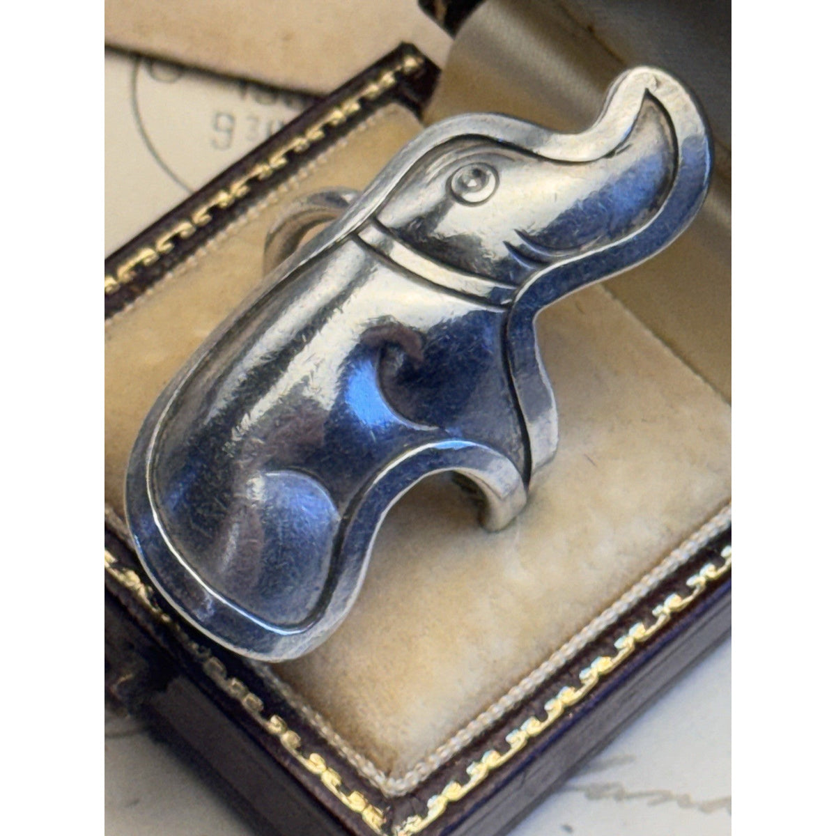 Silver Elephant Ring TESTED Thai Artisan Statement Adjustable Size 9