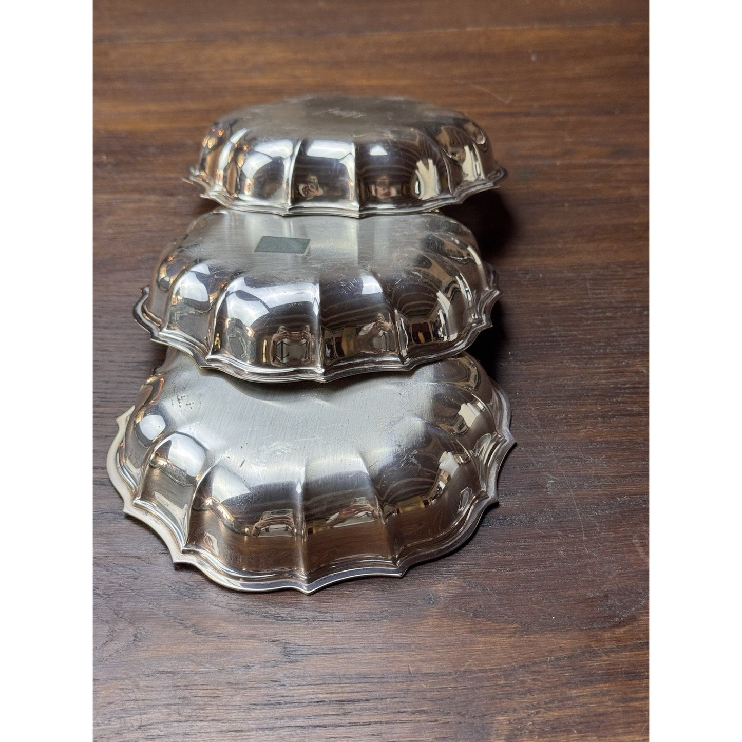 Silverplate Chippendale Nut Bowls Set of 3 International Silver 5.75”