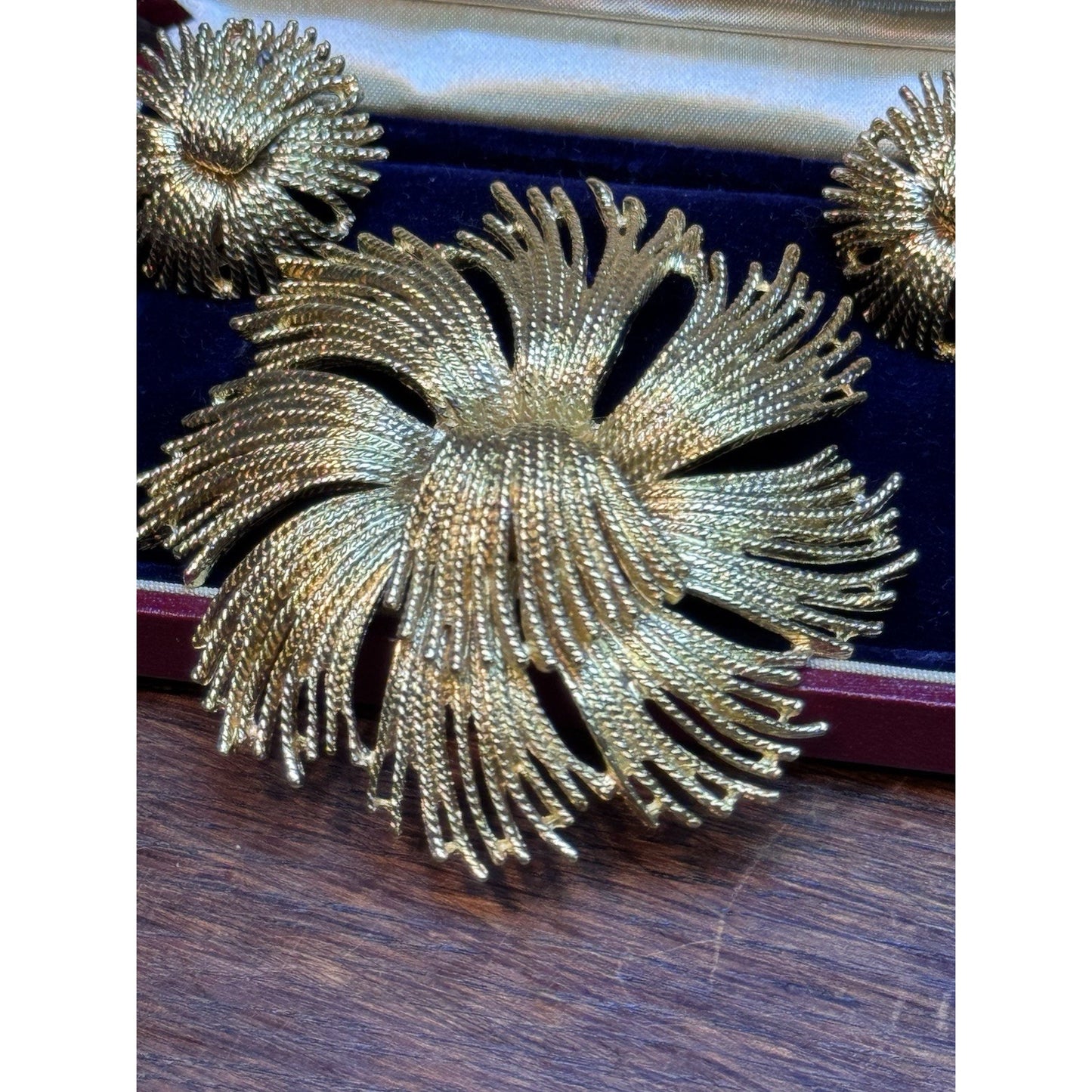 Vintage Monet Goldtone Brooch & Clip-On Earrings Set