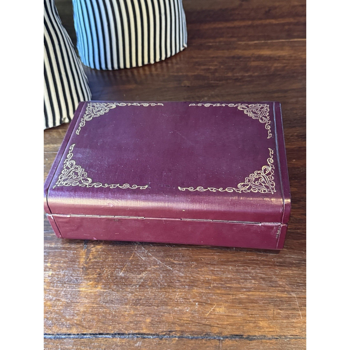 Vintage Farrington Jewelry Box Burgundy Texol Velvet Lined With Insert Case 9.5”