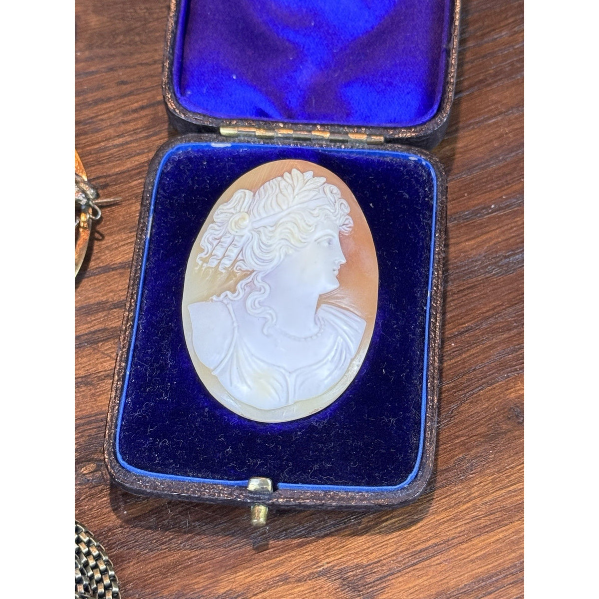 Victorian Shell Cameo Loose Carved Classical Woman Maiden Portrait 2” ANTIQUE