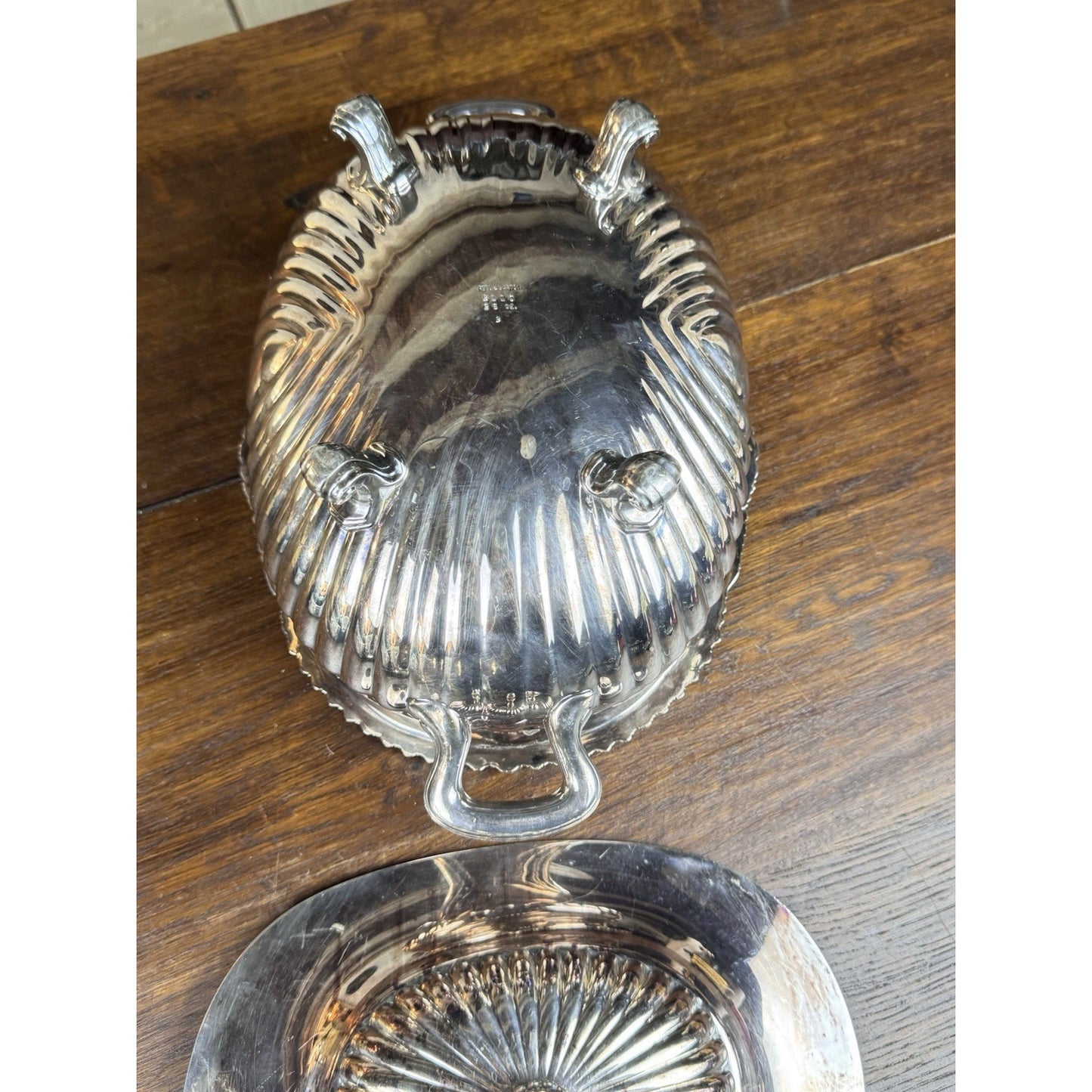 Reed & Barton Silverplate Oval Covered Tureen Serving Dish Ladle Opening 13”