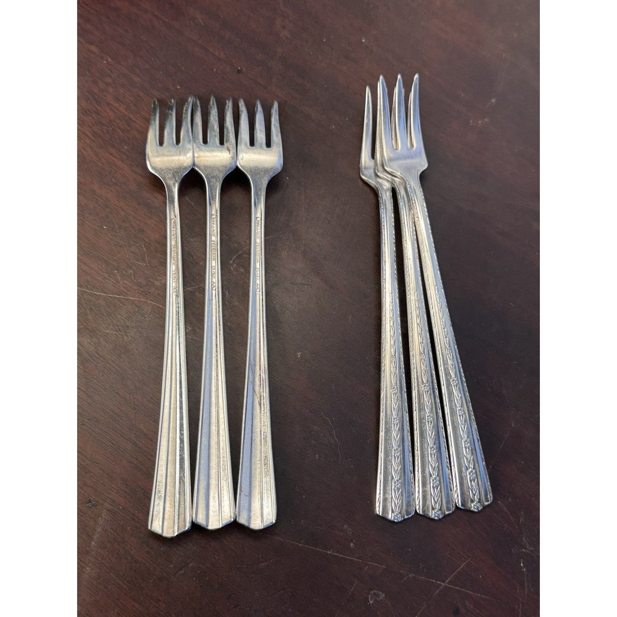 Vintage Cocktail Forks Set 6 Wallace Silverplate Floral Pattern