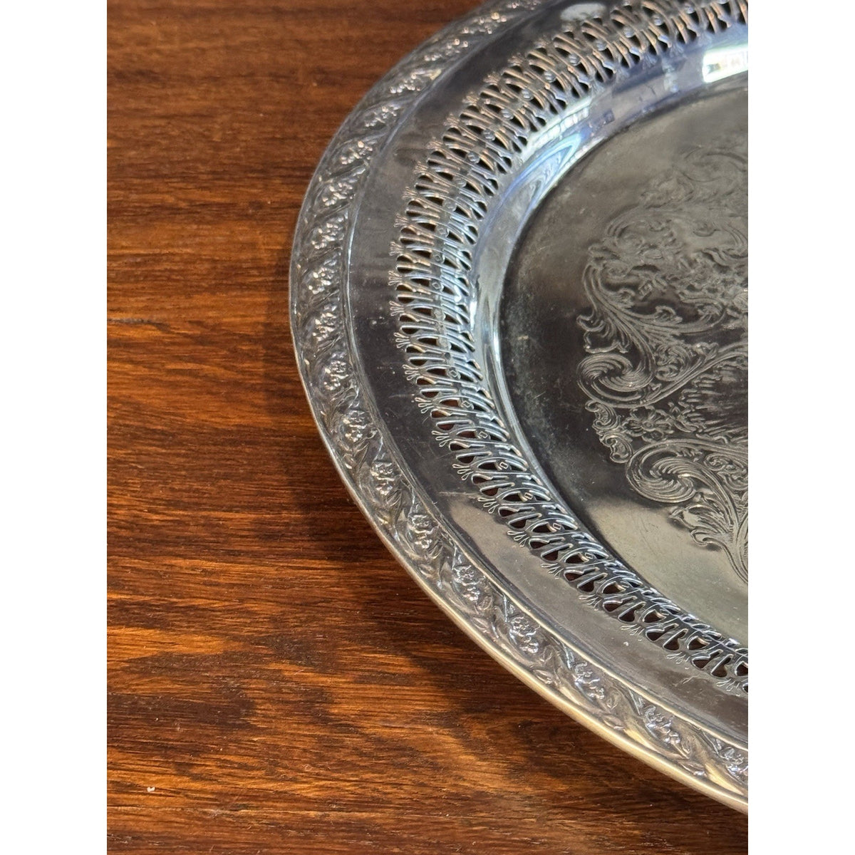 Silverplate Reticulated Charger Tray Ornate Engraved Tennis Trophy 1972 12”