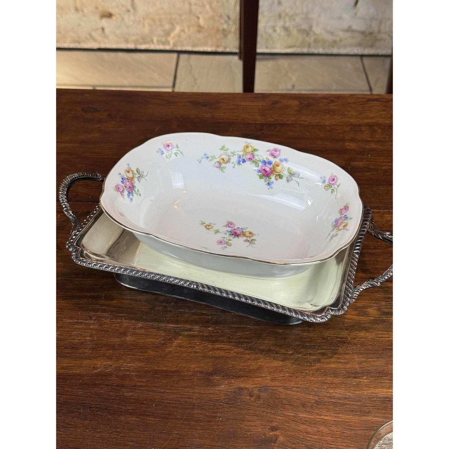 Antique Silverplate Hot Water Food Warmer Serving Dish 13.5”