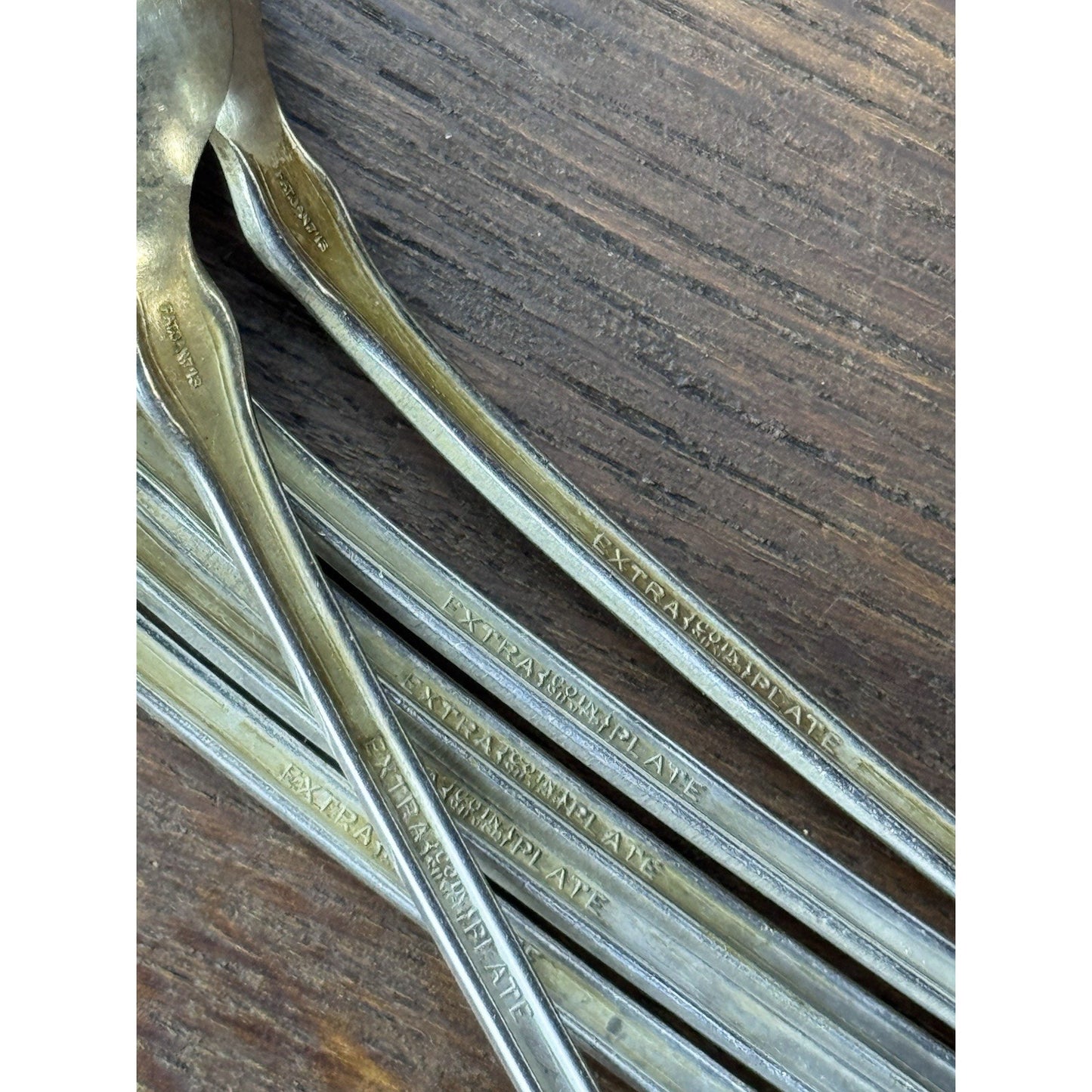 Vintage Extra Coin Silver Plate Iced Tea Spoons Set 6 Floral 7.5”