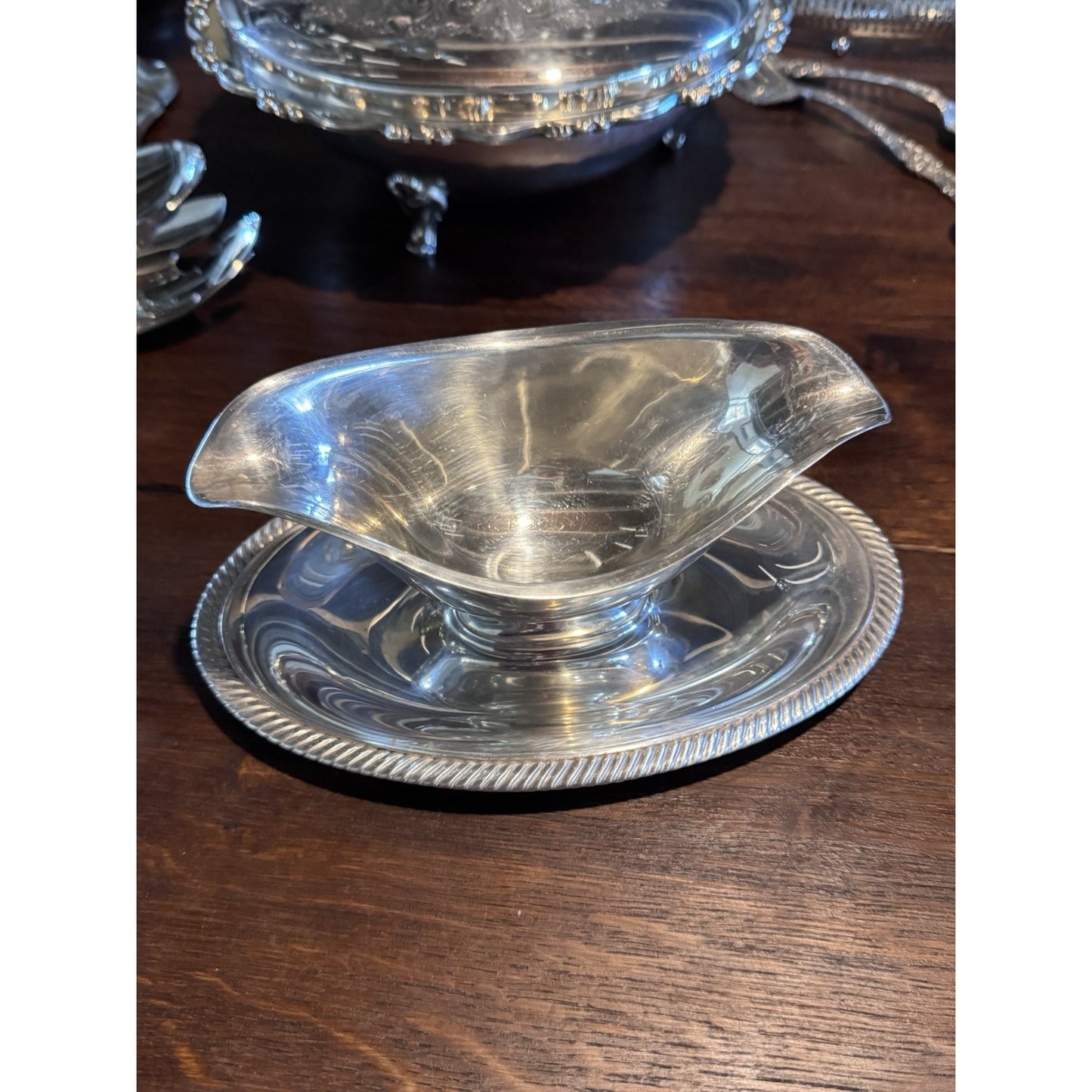 Silverplate Gravy Boat International Silver Castleton attchd Underplate Vintage
