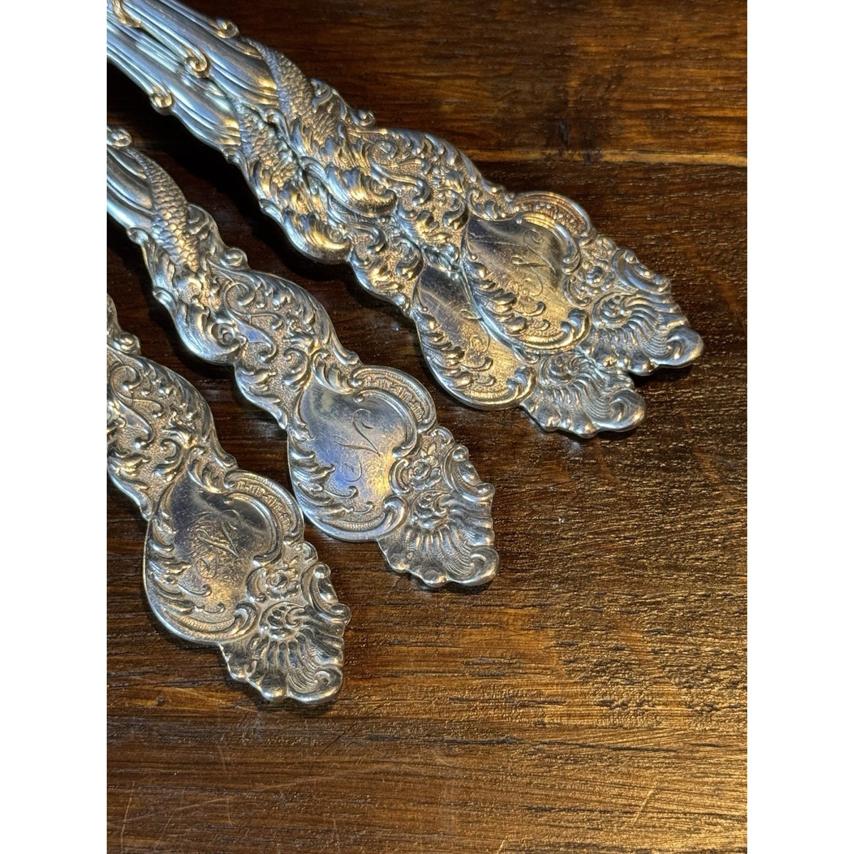 Silverplate Dinner Spoons 1847 Rogers Columbia Set Of 4 Ornate Monogram N 8.25”