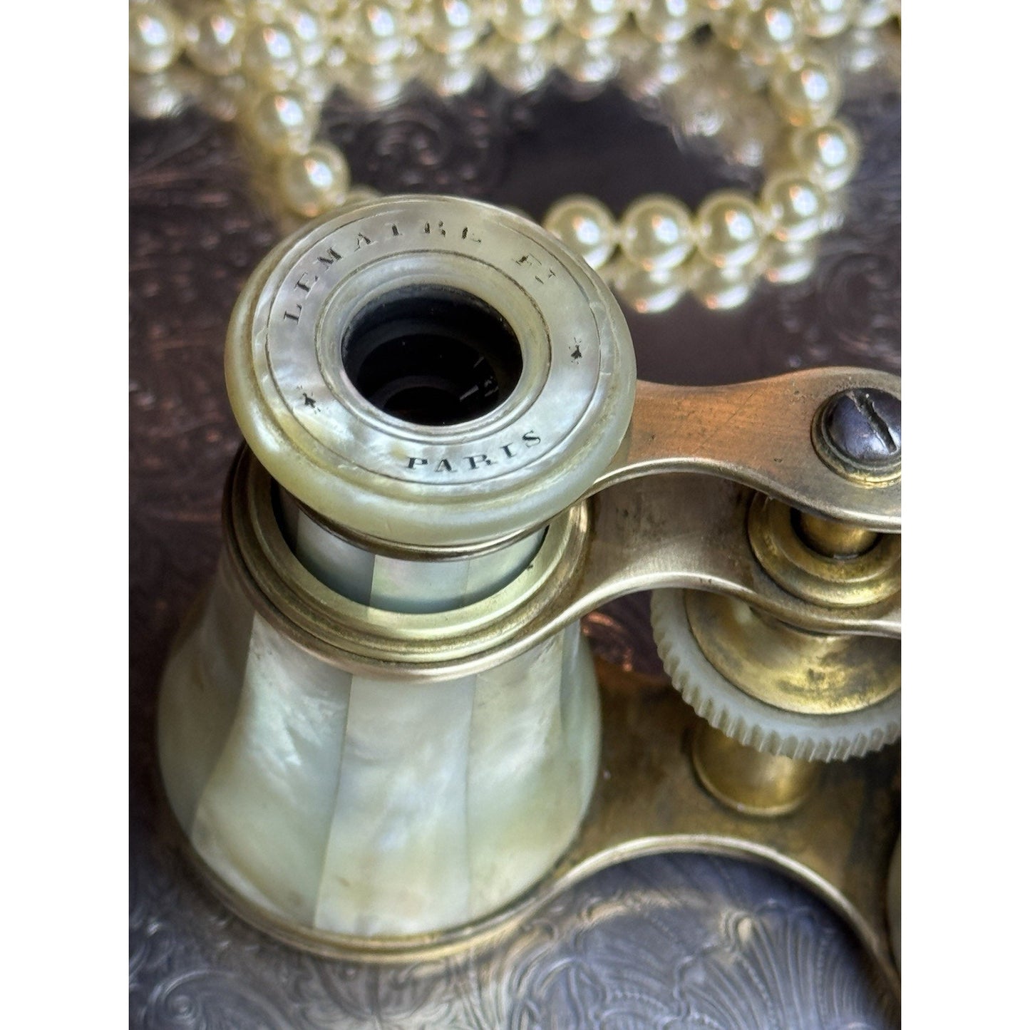 Antique Lemaire Paris Mother of Pearl Opera Glasses Binoculars Blanche CLEANED!
