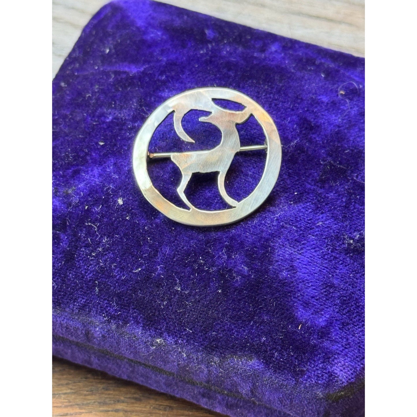 Vintage Silver Brooch 1 1/8” Handmade Modernist Deer Gazelle Tested Silver