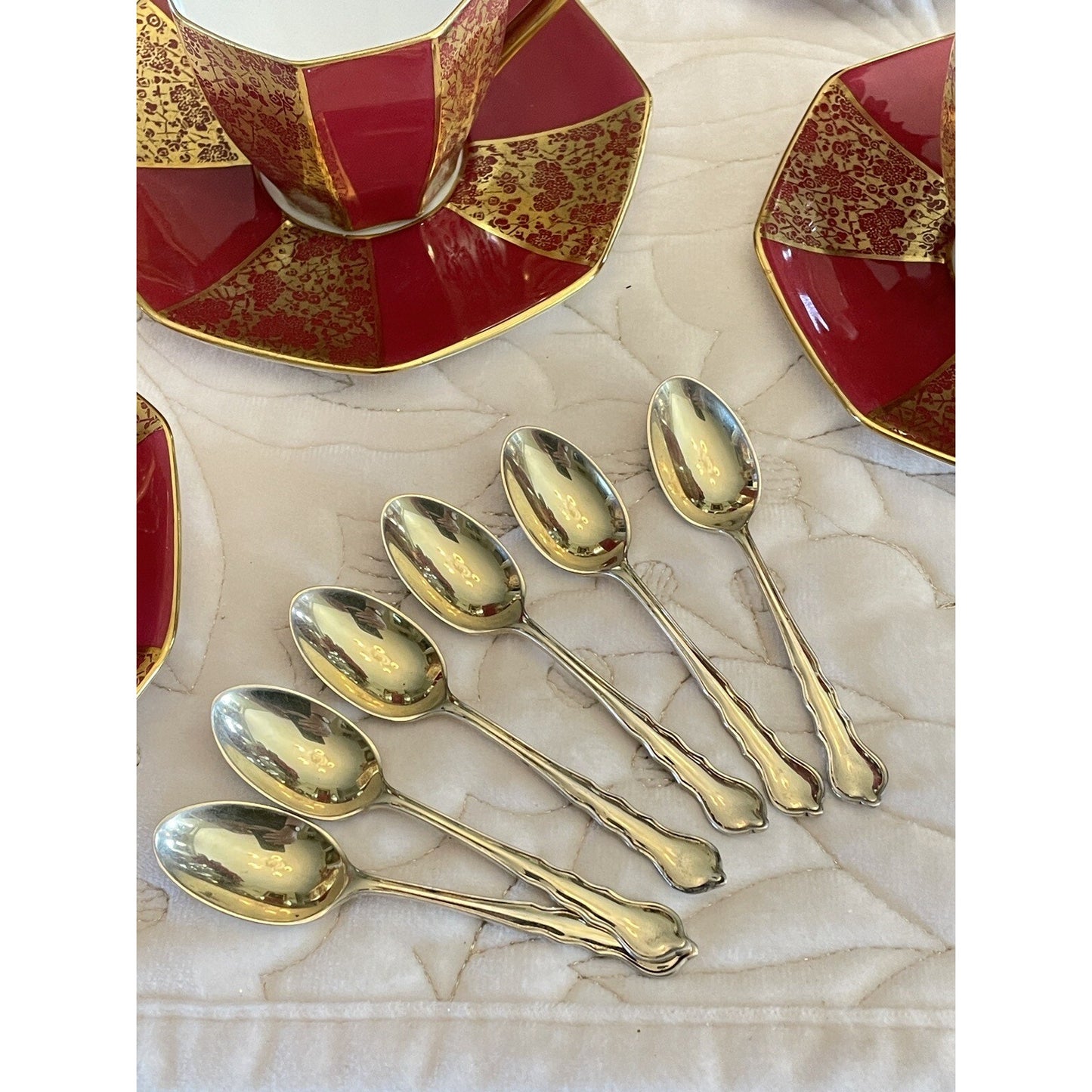 ART DECO Picnic Boxed GIFT Tea Set Sterling Spoons Mappin & Webb & Royal Doulton